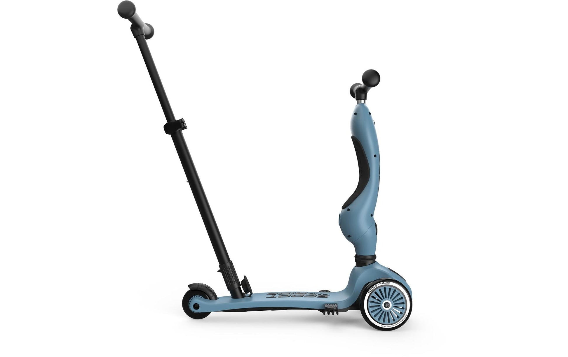 Scoot & Ride Dreirad – Lenker- und Sitzhöhe verstellbar, Fussbremse – ab 3 Jahren – belastbar 50 kg – grau/blau