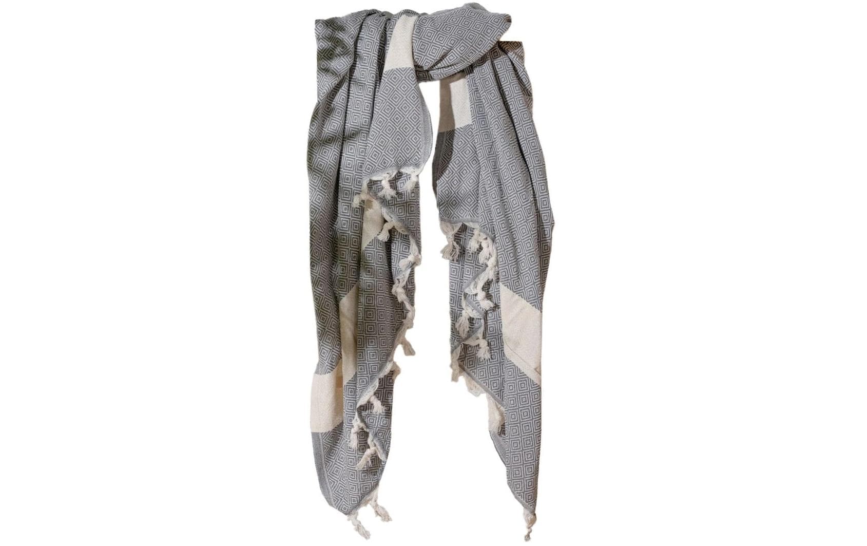 Foutastic Strandtuch – 100 × 180 cm, Beige/Grau, 100% Baumwolle