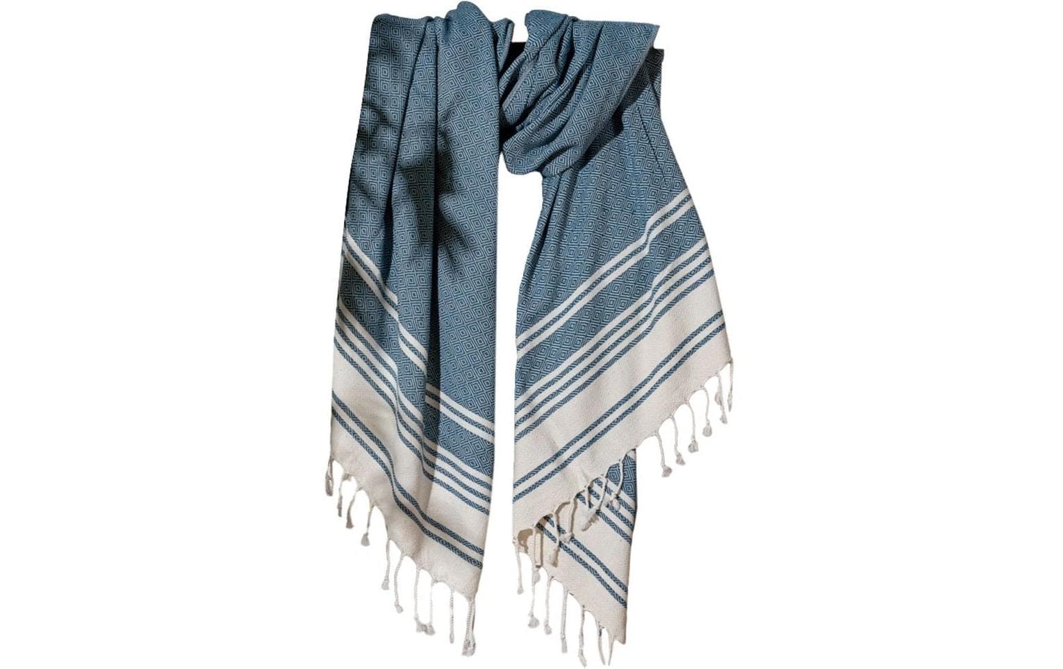 Foutastic Strandtuch New Diamond – 90 × 170 cm, Dunkelblau/Beige, 60% Baumwolle/40% Polyester