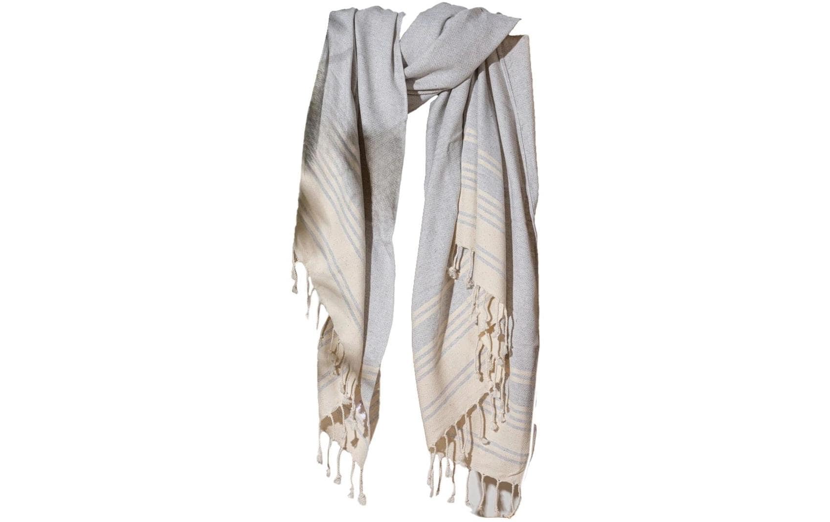 Foutastic Strandtuch New Diamond – 90 × 170 cm, Beige/Hellgrau, 60% Baumwolle/40% Polyester