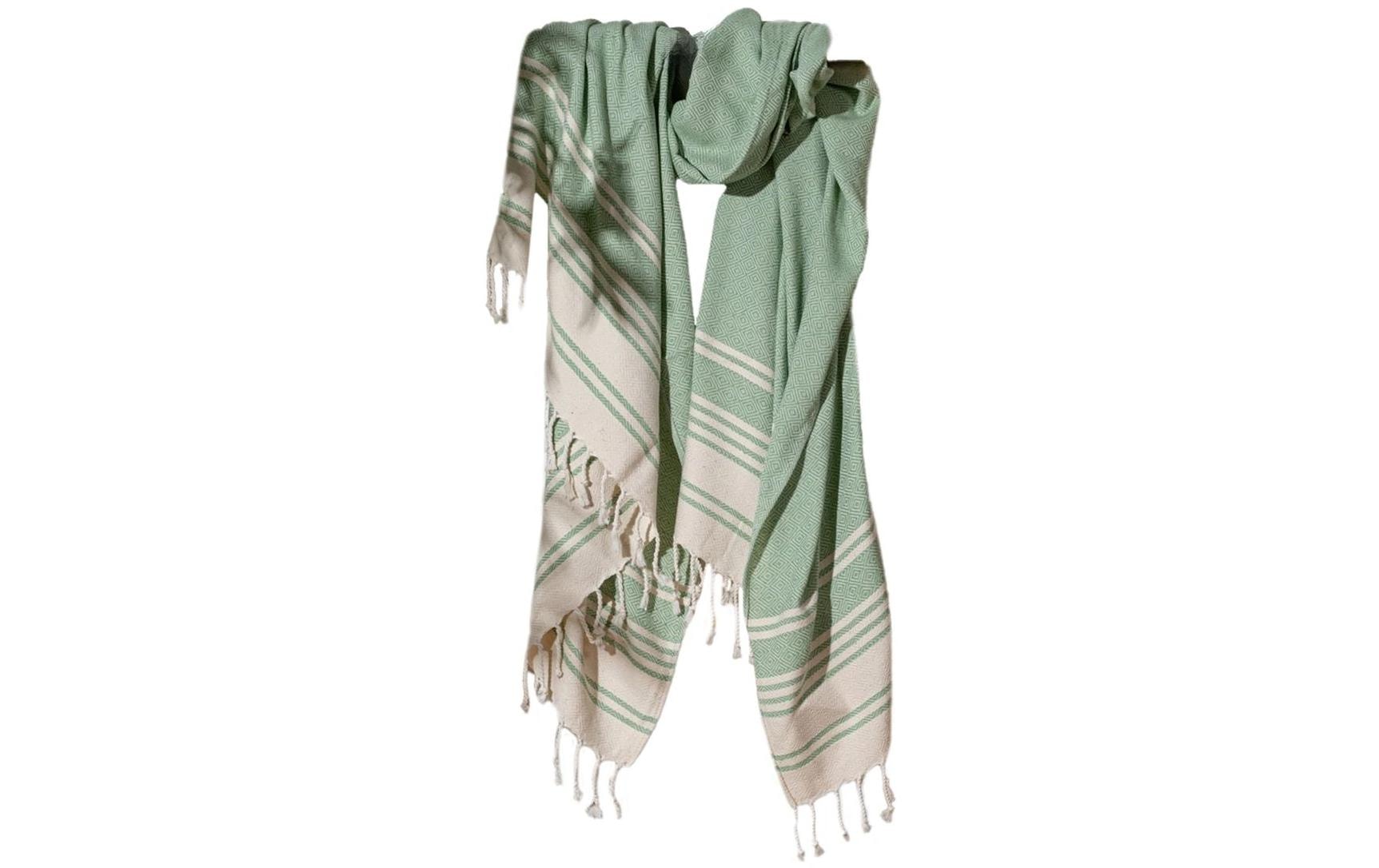 Foutastic Strandtuch New Diamond Apple – 90 × 170 cm, Beige/Mint, 60% Baumwolle/40% Polyester
