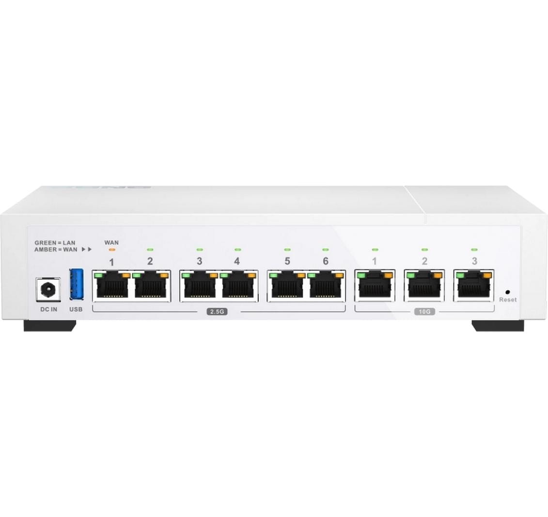 QNAP QHora-322 VPN-Router – 2,5/10GbE Multi-Gig Ethernet, 9× RJ-45, 1× USB 3.2 Gen 1