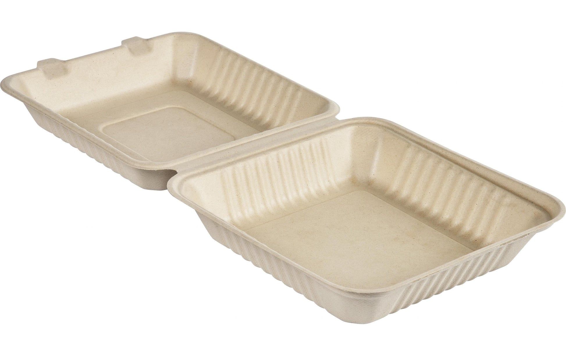 BioPak Take-away-Box, Bagasse (Zuckerrohr) – 1'200 ml, 230 × 230 × 40 mm, braun