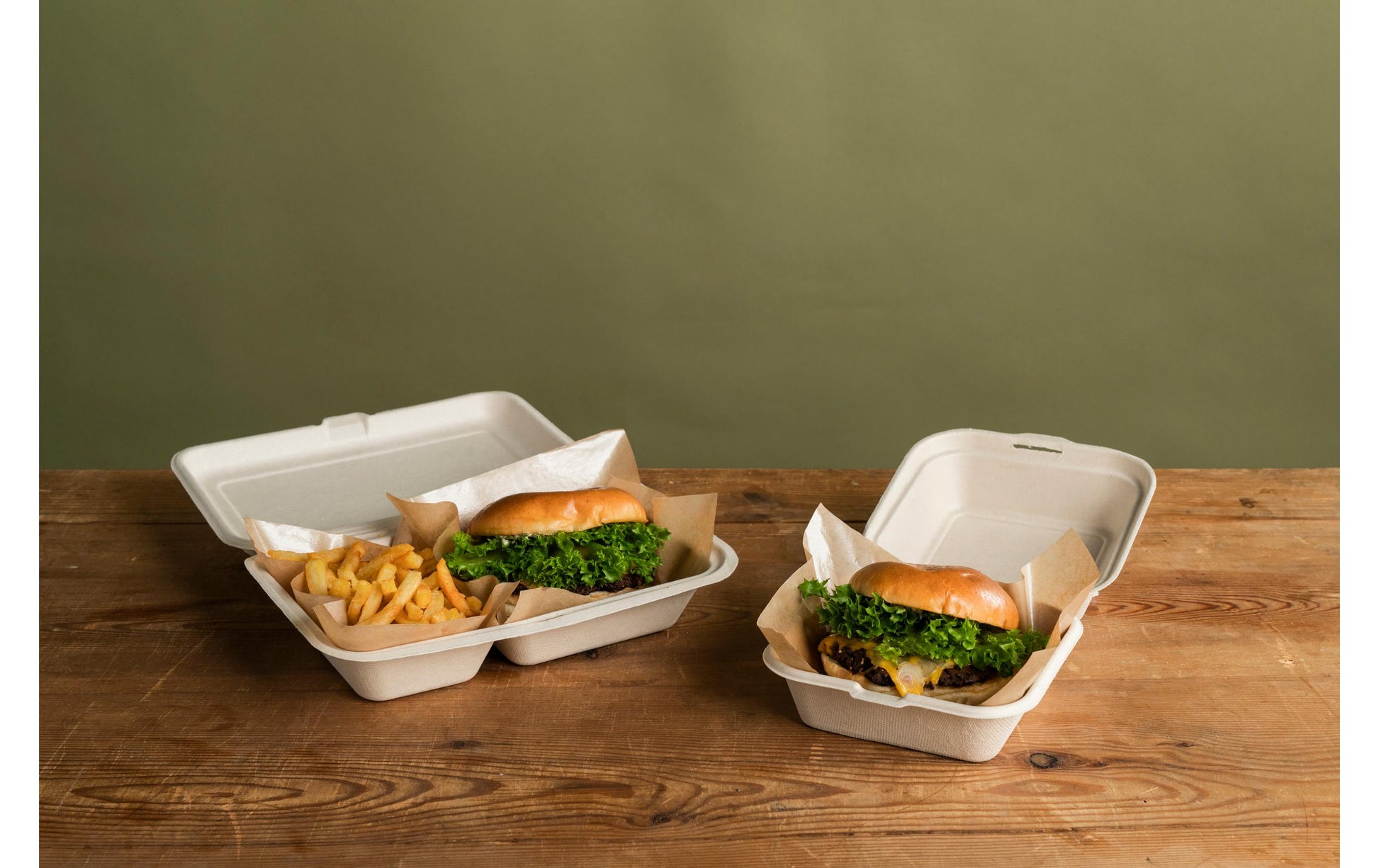 BioPak Take-away-Box, Bagasse (Zuckerrohr) – 475 ml 150×150×40 mm, braun