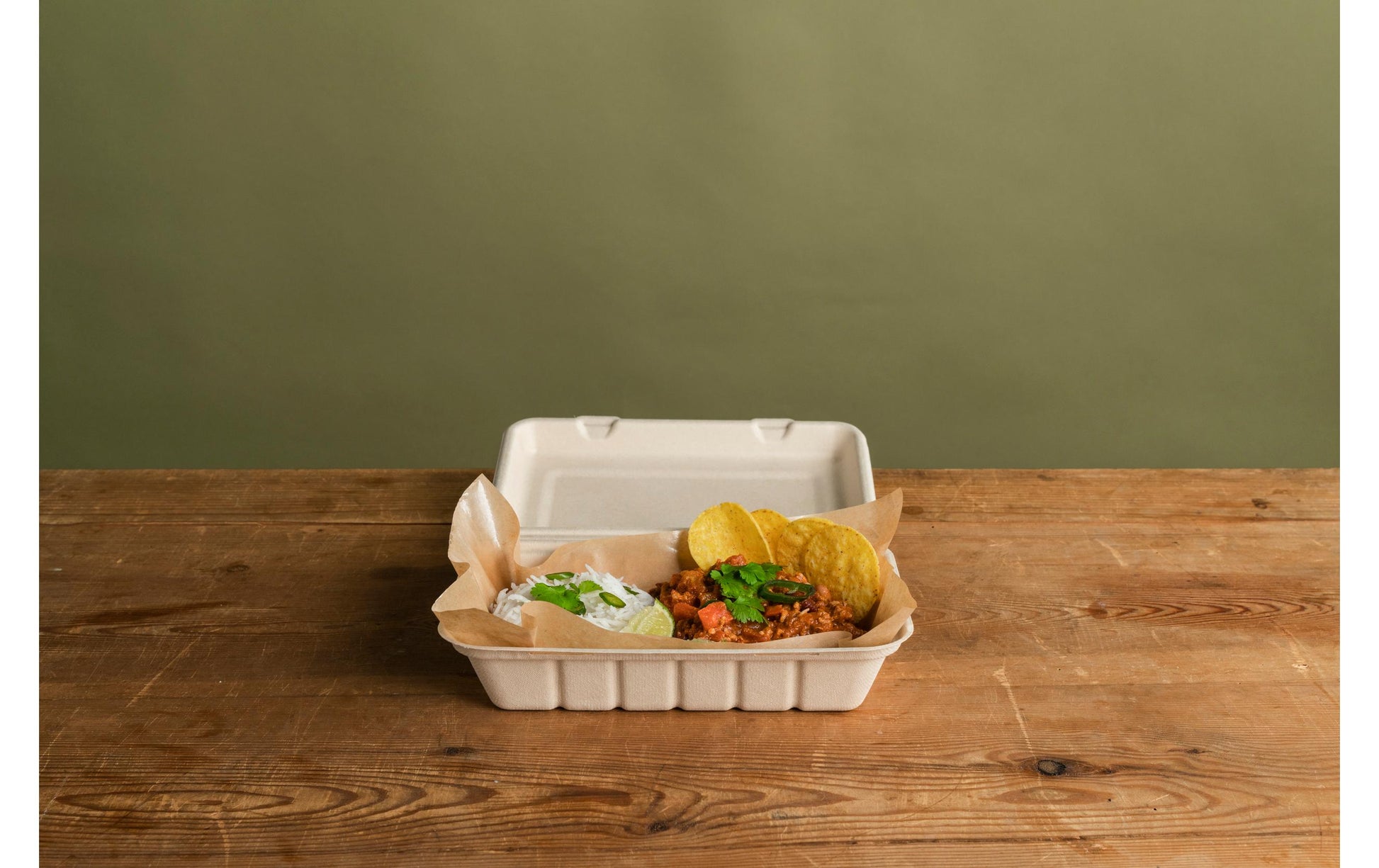 BioPak Take-away-Box, Bagasse (Zuckerrohr) – 850 ml, 237 × 155 × 45 mm – braun