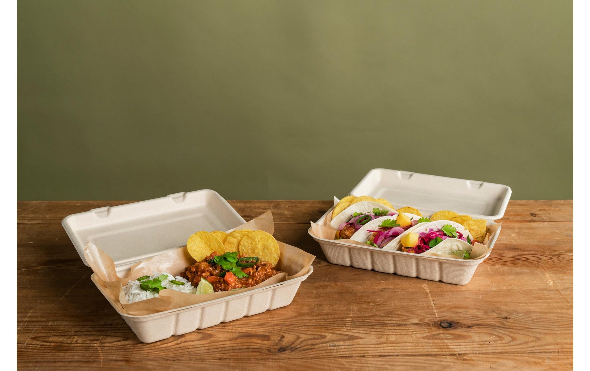BioPak Take-away-Box, Bagasse (Zuckerrohr) – 600 ml 180 × 130 × 50 mm, braun