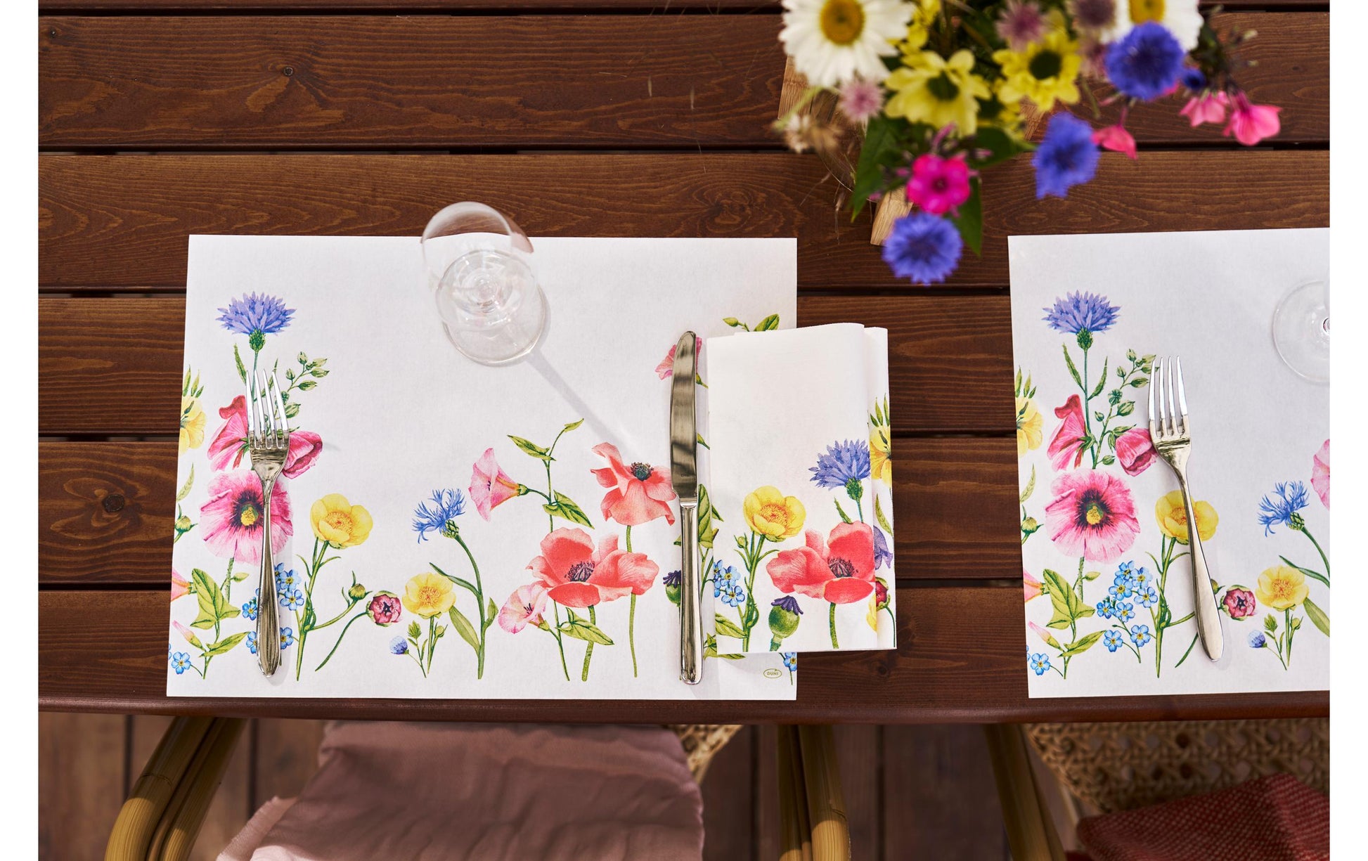 Duni Tischset Flowy Meadow – Papier, Mehrfarbig, 40 × 30 cm – 250 Stk.