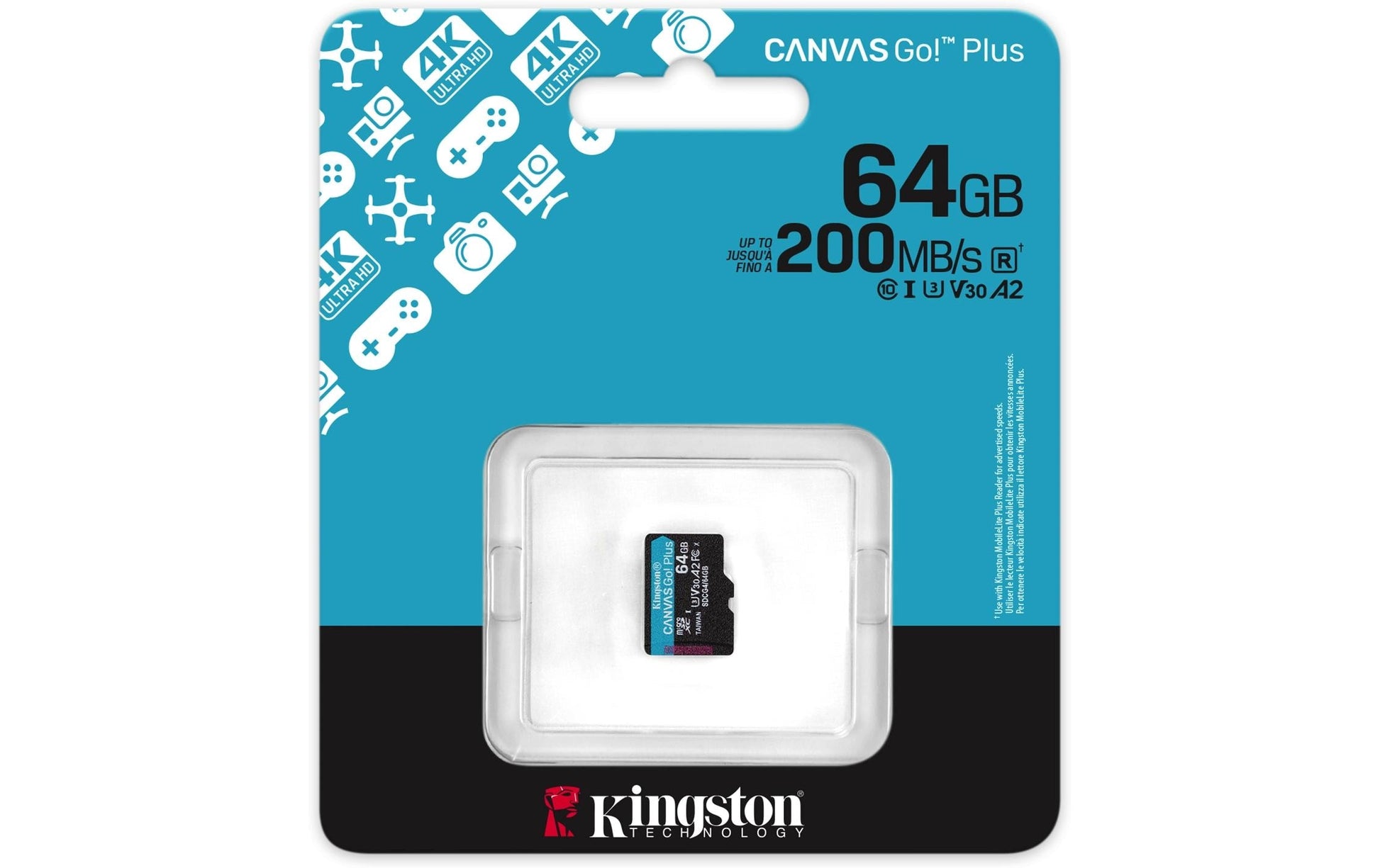 Kingston Technology Kingston Canvas Go Plus 200R Speichergerät – 64 GB, microSDXC, A2/U3 ohne Adapter
