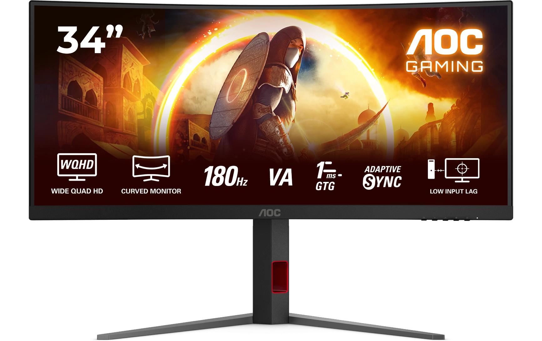 AOC CU34G4 – 34" Gebogener 1500R, 3440 × 1440 (UWQHD), VA, 180 Hz, HDR10