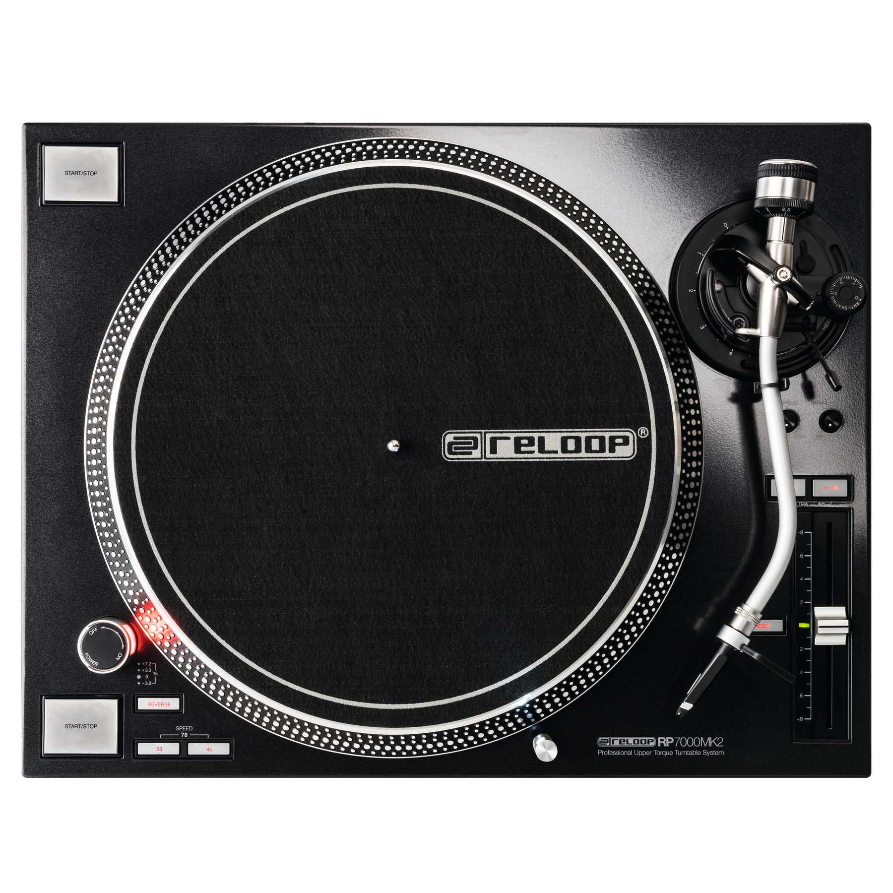 Reloop RP-7000 MKII – Plattenspieler (Direktantrieb, manuell), Phono-Vorverstärker, 33⅓/45/78 U/min – Schwarz