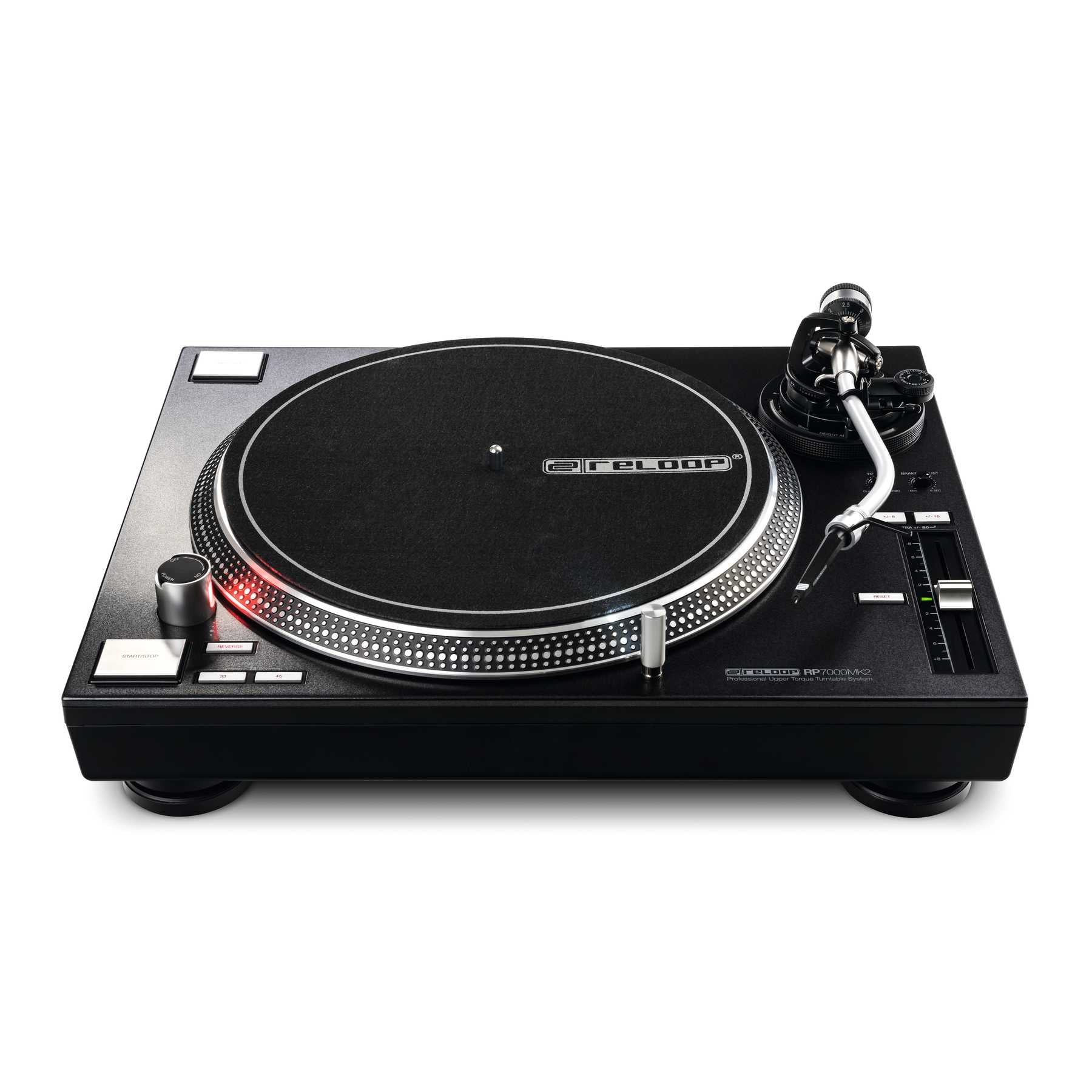 Reloop RP-7000 MKII – Plattenspieler (Direktantrieb, manuell), Phono-Vorverstärker, 33⅓/45/78 U/min – Schwarz