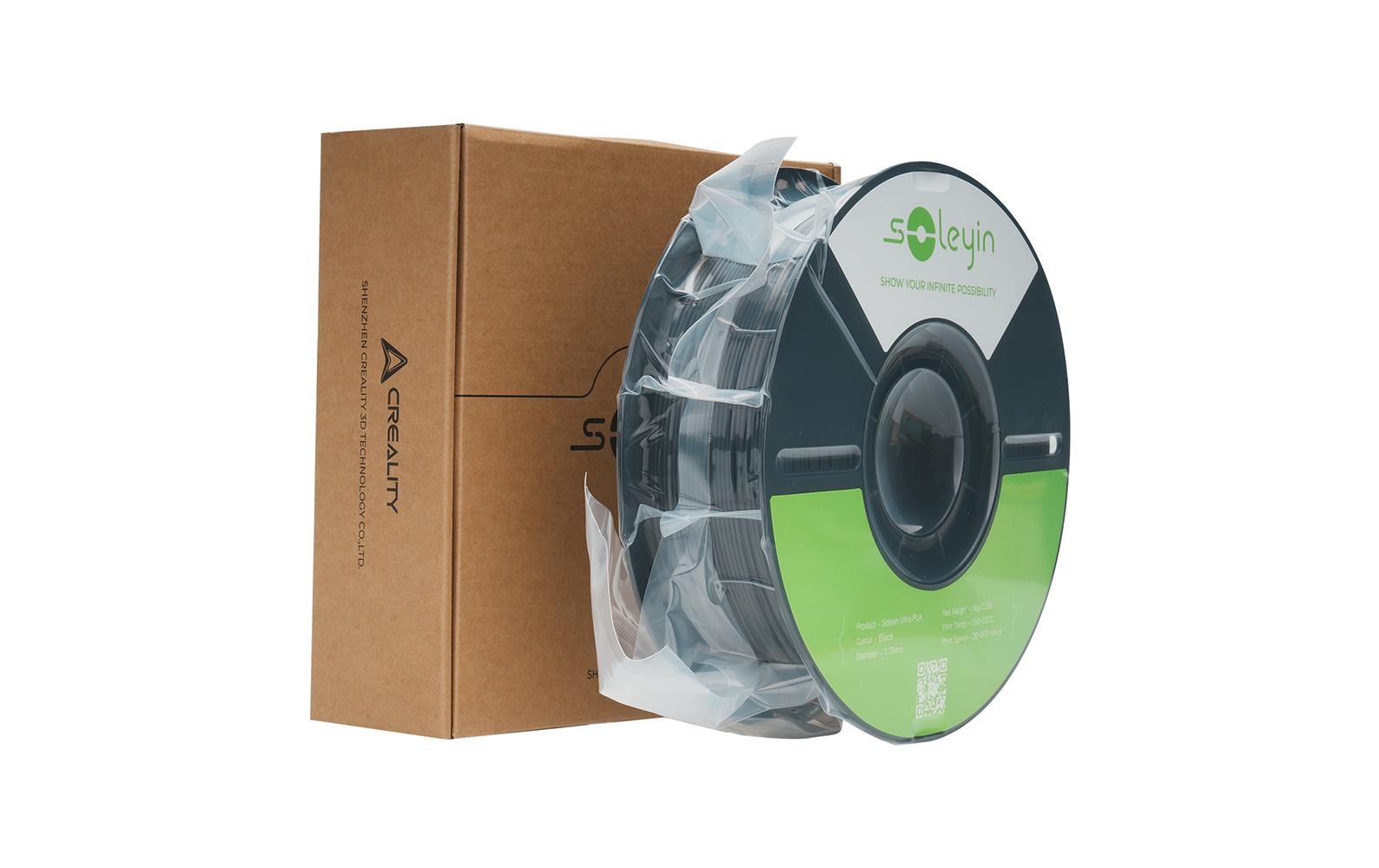 Creality 3D-Drucker-Filament Soleyin Ultra PLA 1,75 mm Schwarz, 1 kg