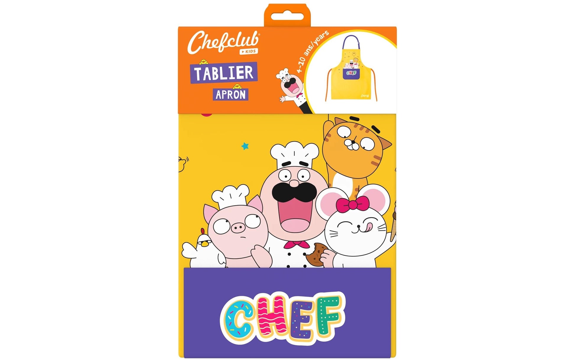 Chefclub Schürze zum Kochen – Baumwolle, Einheitsgrösse, Gelb