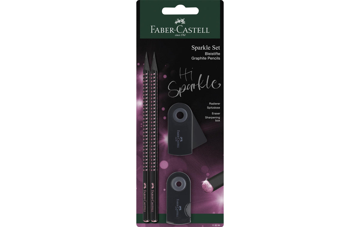 Faber-Castell Sparkle Mid Schreibset HB – mit Spitzer & Radierer