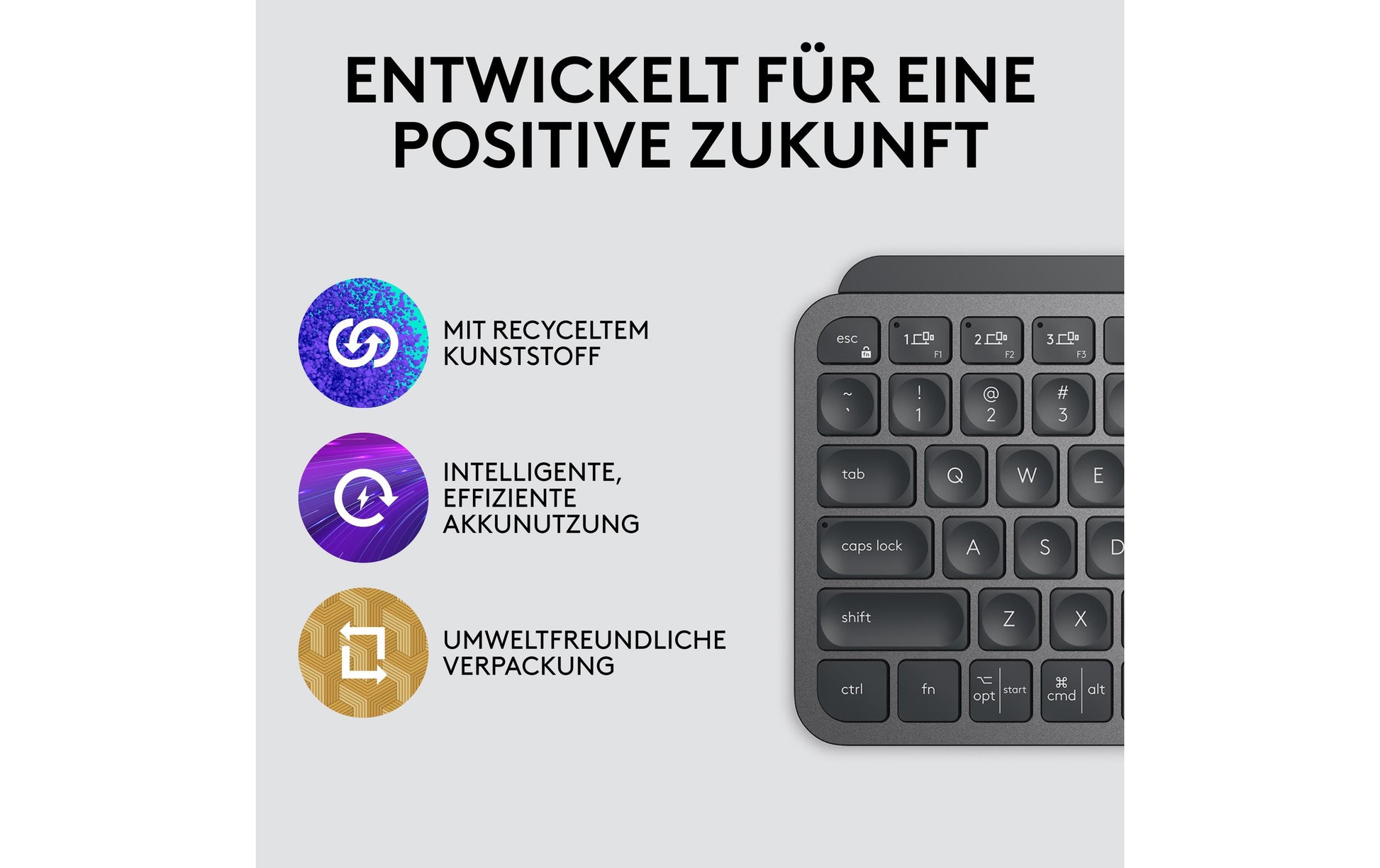 Logitech MX Keys Mini – Mini Tastatur – Bluetooth & 2,4 GHz – QWERTY (US-INT) – für Logi Bolt USB-Empfänger