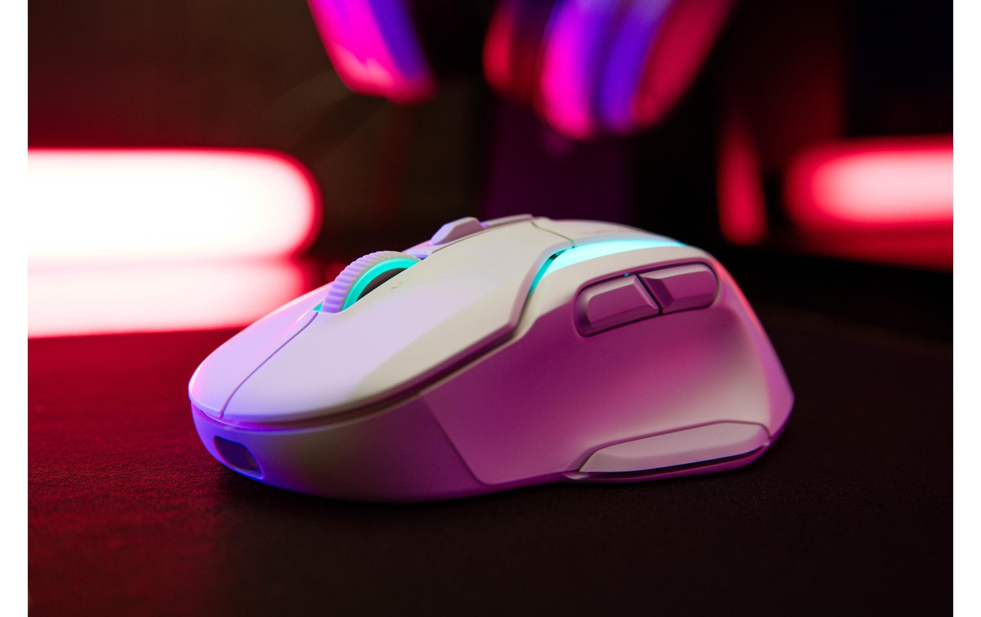 Turtle Beach Kone II Air Gaming-Maus – kabellos, 1'000 Hz, 7 Tasten, für Rechtshänder, RGB-Beleuchtung, weiss