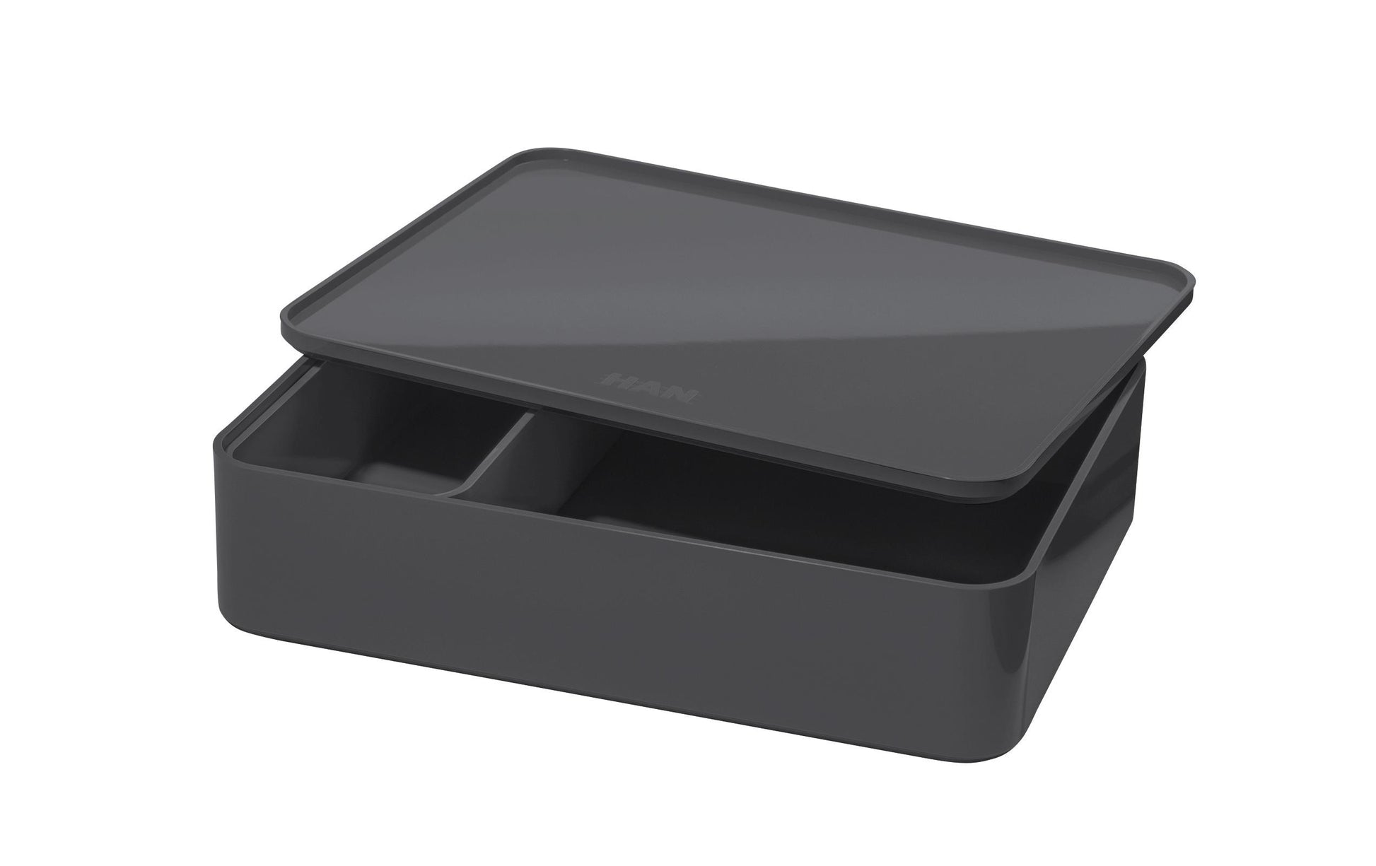 HAN Schubladenelement – 1 Schublade, mit Deckel, Grau, ABS, B 260 × H 68 × T 195 mm