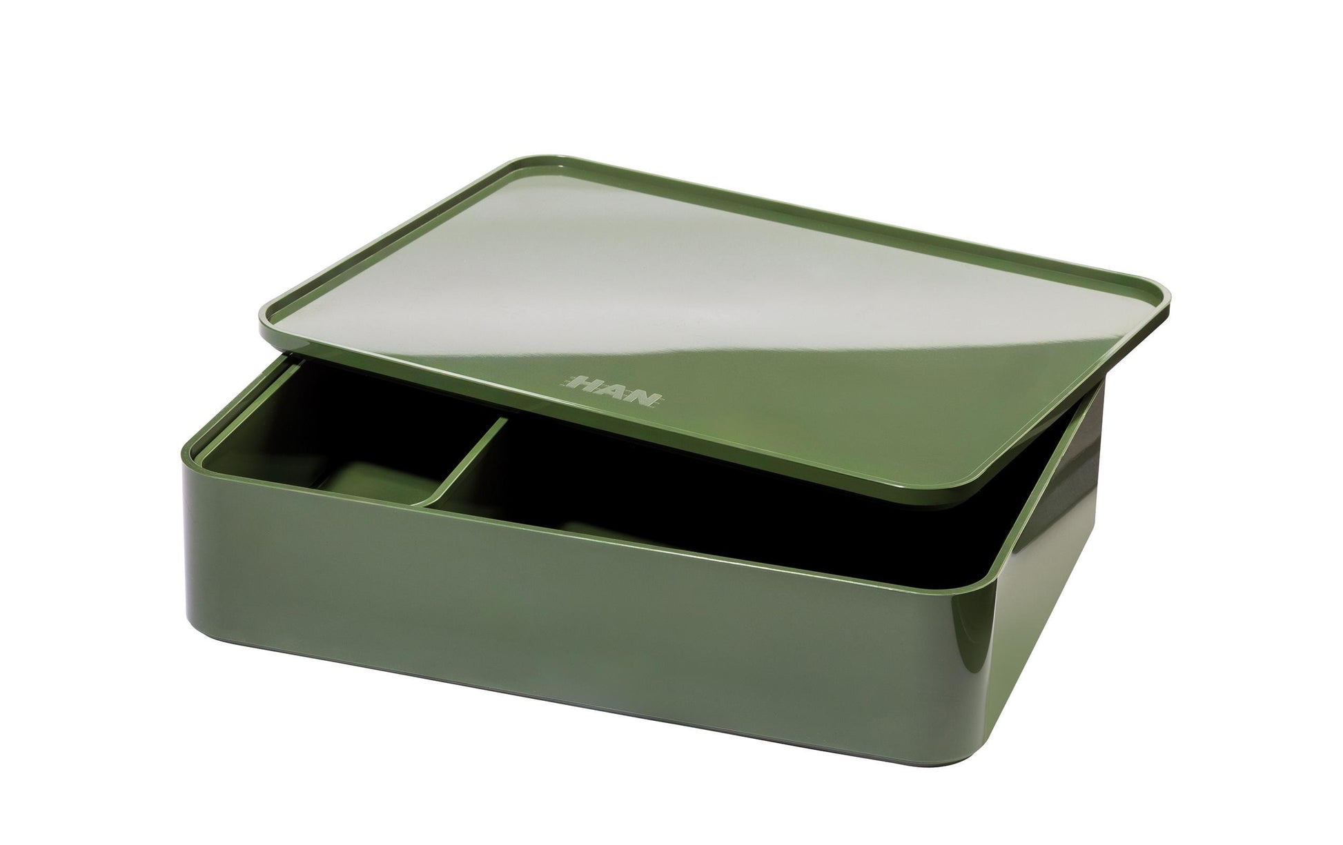 HAN Schubladenelement – 1 Schublade, mit Deckel, grün, Kunststoff, B 260 × H 68 × T 195 mm