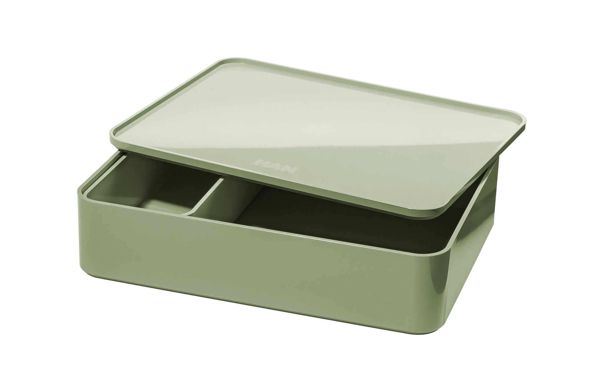 HAN Schubladenelement – 1 Schublade, mit Deckel, hellgrün, ABS, B 260 × H 68 × T 195 mm
