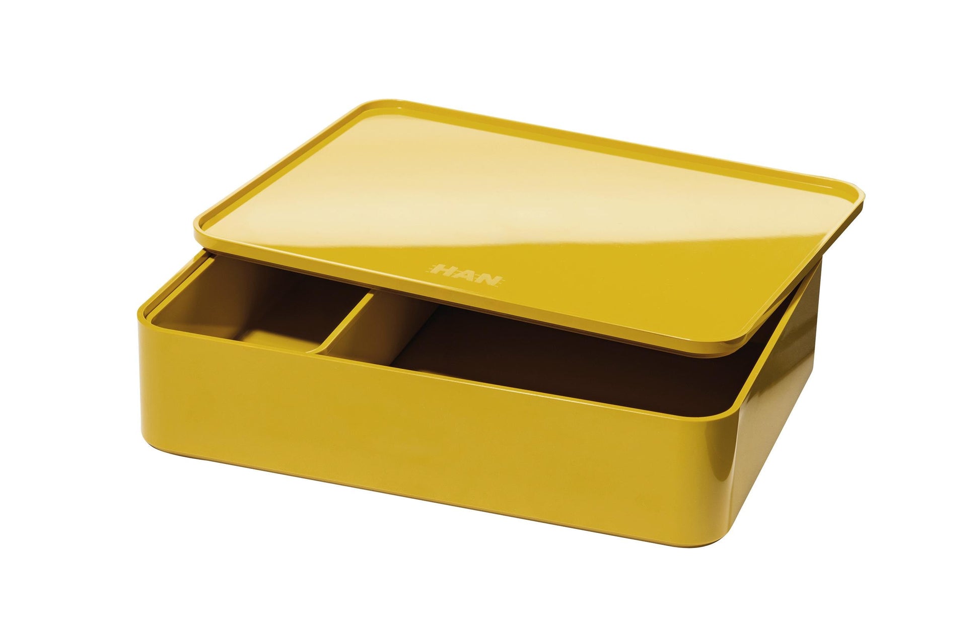HAN Smart Organizer Allison 1110-45 Utensilienbox – 0,6 l, mit Deckel, Gelb, ABS, B 260 × H 68 × T 195 mm