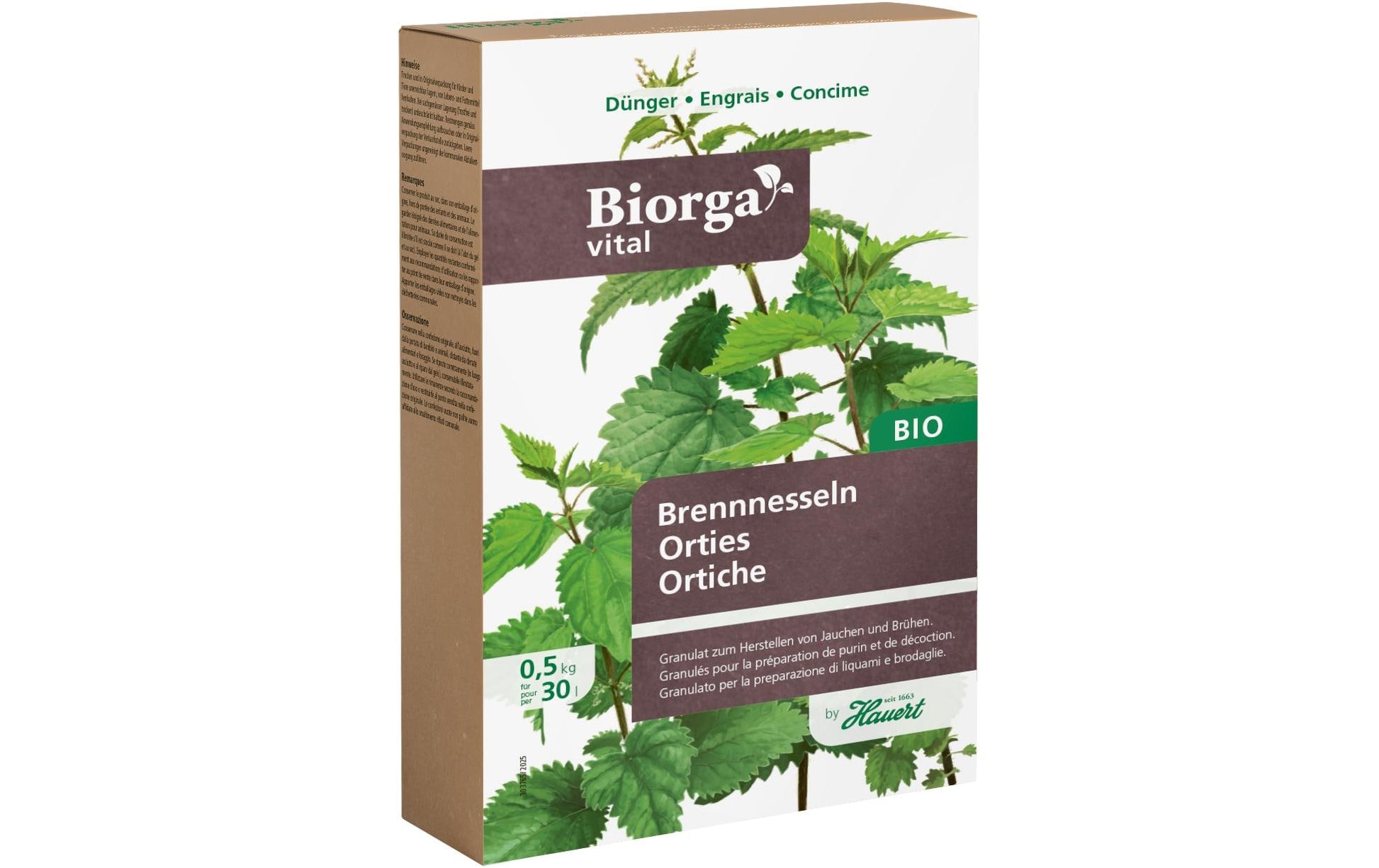 Hauert Mikronährstoff-Dünger, Biorga Vital Brennnesseln, Granulat, Bio, 500 g – 1 Stück