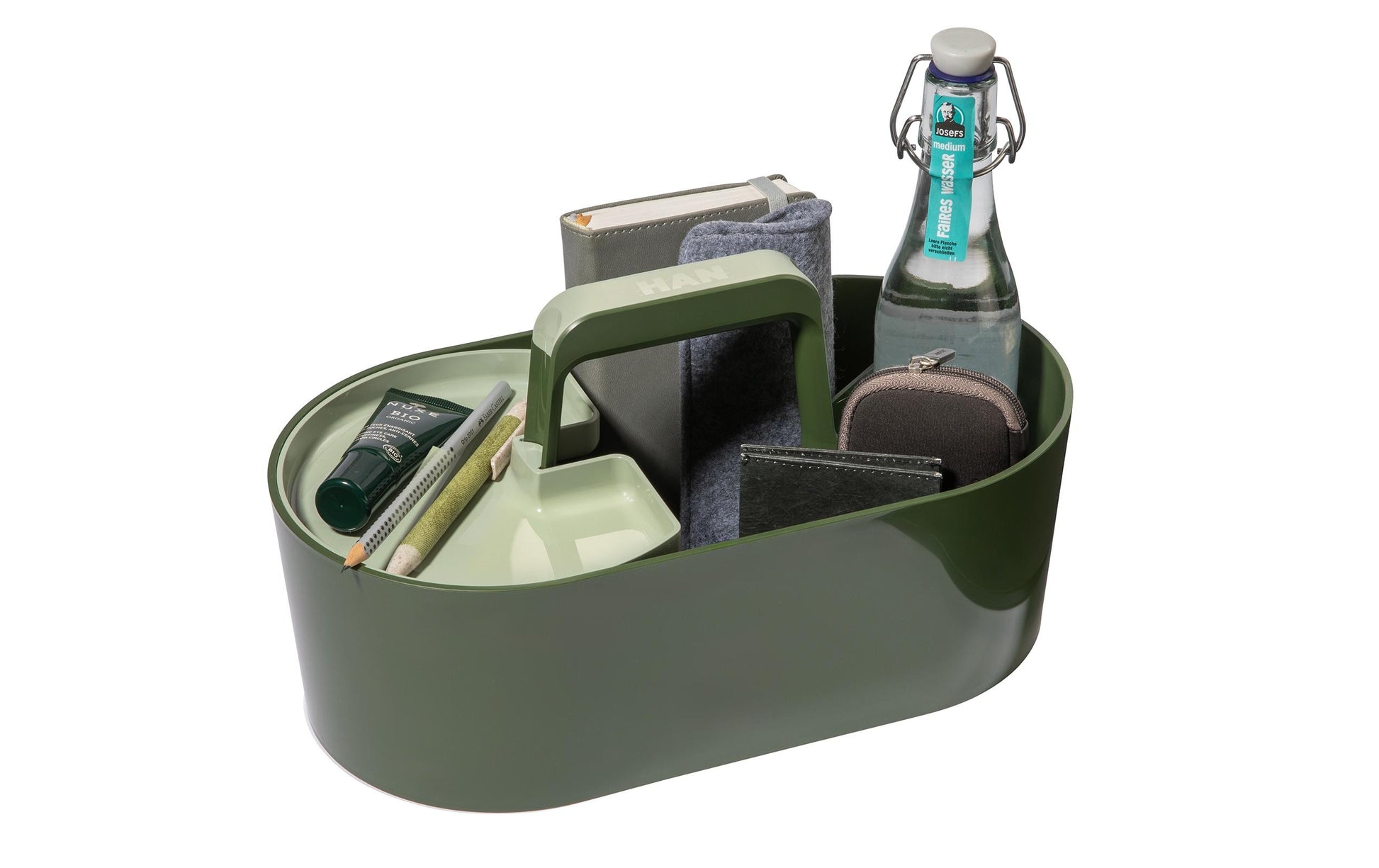 HAN Werkzeugkasten LOFT 1200-12 Aufbewahrungsbox – 10,5 l, mit Trennelement, grün, ABS, B 330 × H 175 × T 180 mm