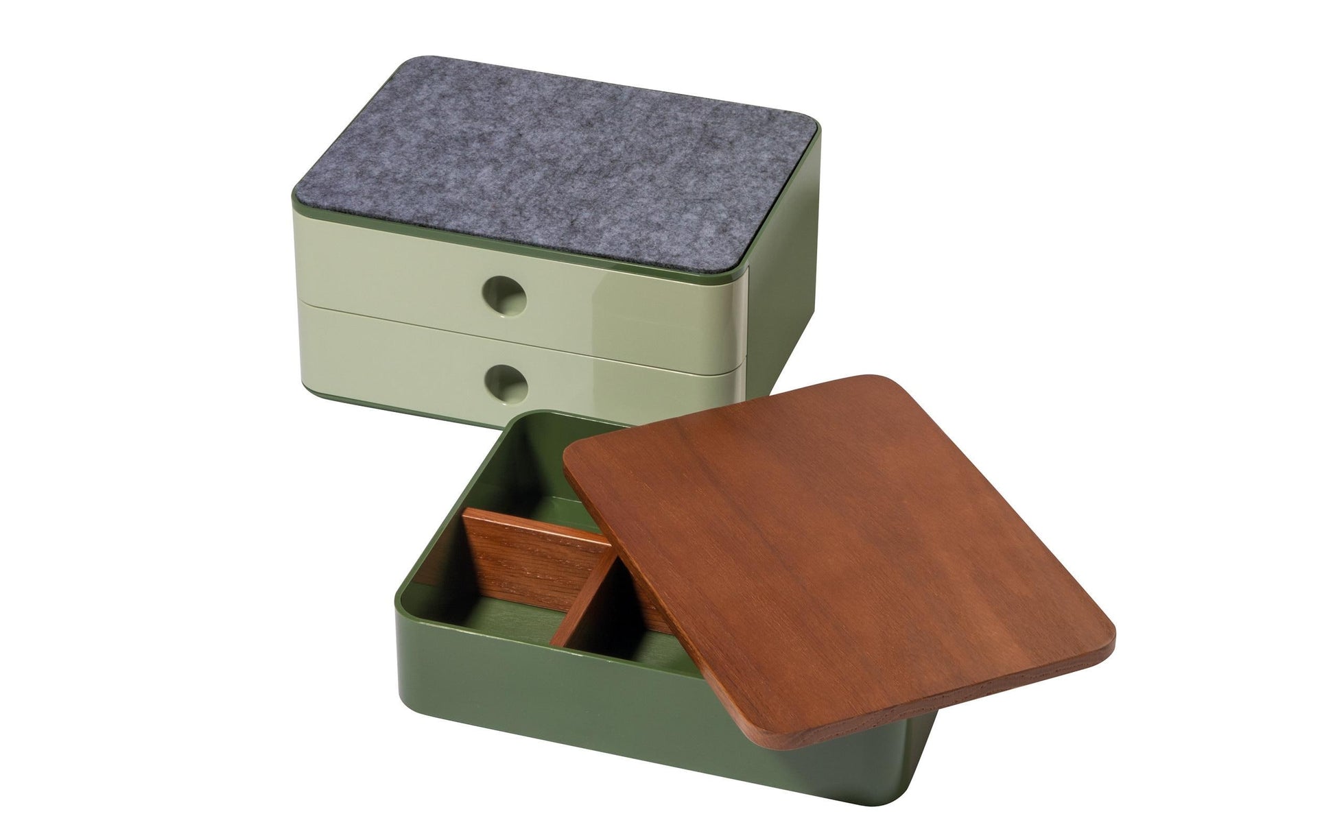 HAN Schubladenelement – 1 Schublade, mit Deckel, grün, Kunststoff, B 260 × H 68 × T 195 mm