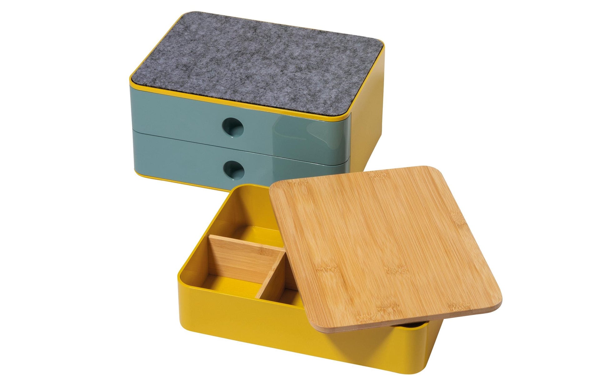 HAN Smart Organizer Allison 1110-45 Utensilienbox – 0,6 l, mit Deckel, Gelb, ABS, B 260 × H 68 × T 195 mm