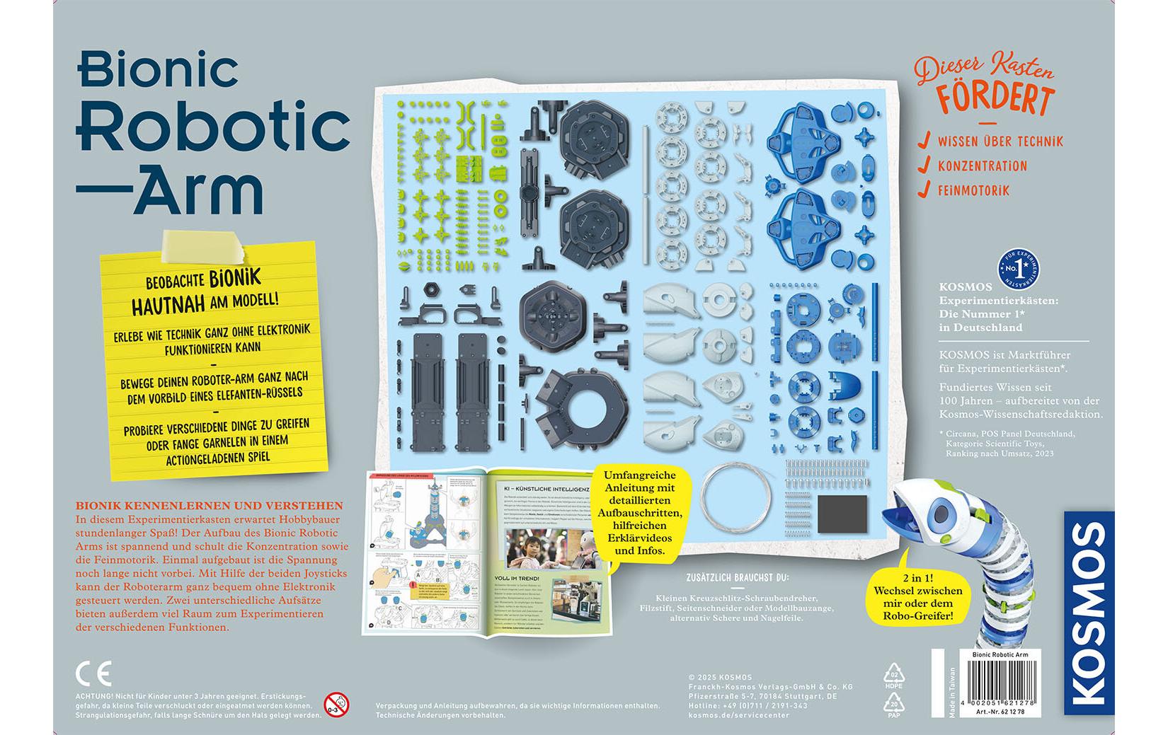 Kosmos Experimentier-Set – Bionischer Roboterarm, farbig illustrierte Anleitung, ab 10 Jahren