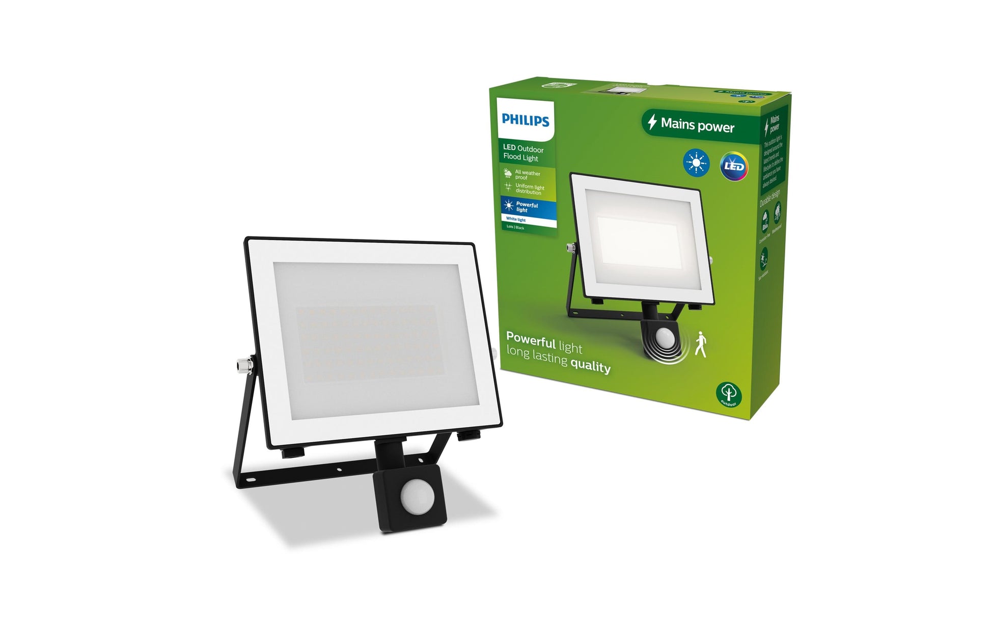 Philips by Signify Philips Aussenwandleuchte – Warmweiss, 3000 K – IP65 – Netzbetrieb – mit Bewegungsmelder – Schwarz – Aluminium