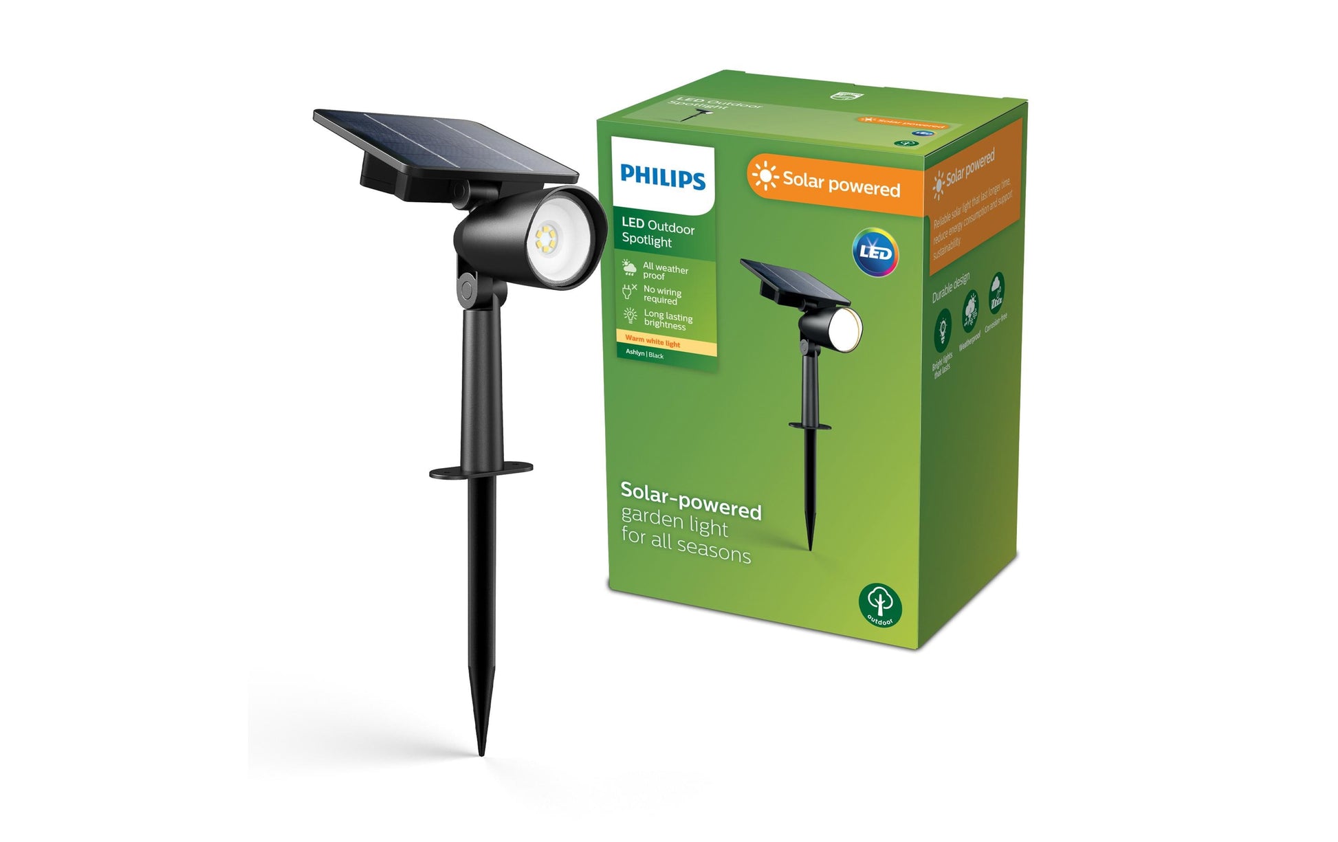 Philips by Signify Philips Aussenwandleuchte – 2700 K – IP44 – Solarbetrieb – mit Bewegungsmelder – Schwarz – Kunststoff