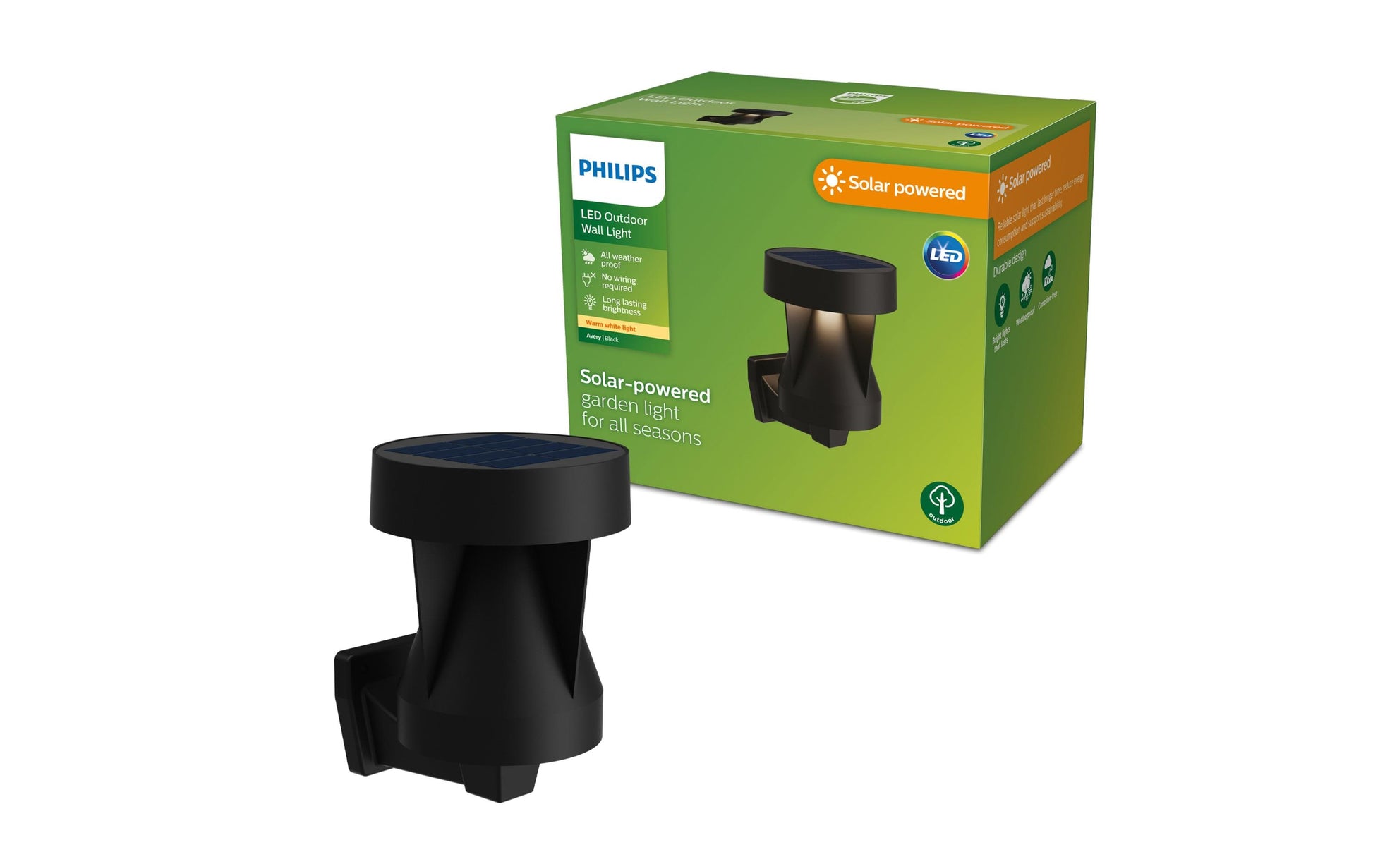 Philips by Signify Philips Aussenwandleuchte – Warmweiss, 2700 K – IP44 – Solarbetrieb – Bewegungsmelder – Schwarz, Kunststoff