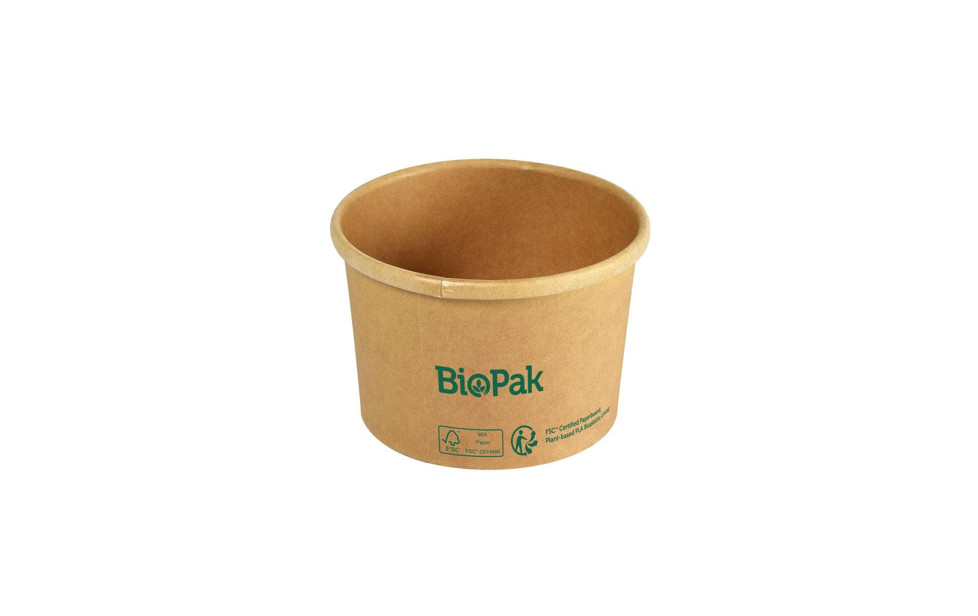 BioPak Schale/Runde Schüssel Ronda, Papier/Karton, rund – 240 ml, braun – 25 Stk.
