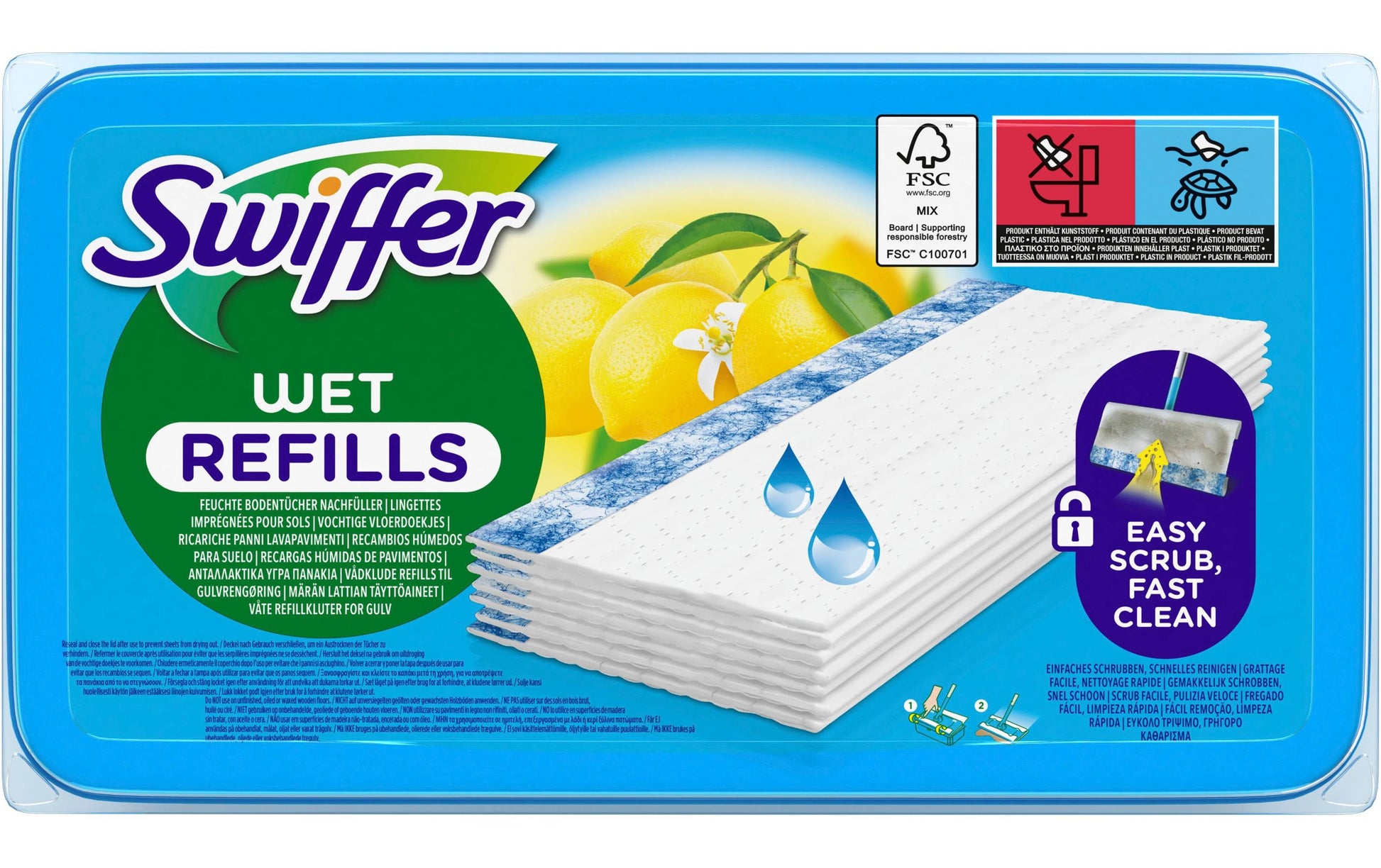 Swiffer Feuchte Bodenwischtücher – Zitrus-Duft – 24 Stk.