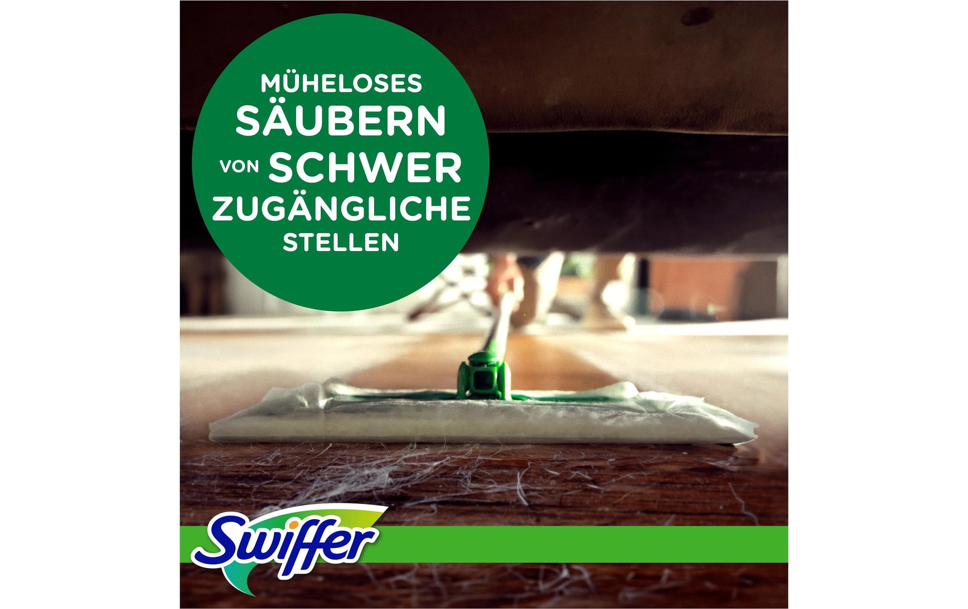 Swiffer Flachwischer Starterset – grün – Kunststoff, Bodenstab + 8 Trockentücher + 3 Feuchtwischtücher