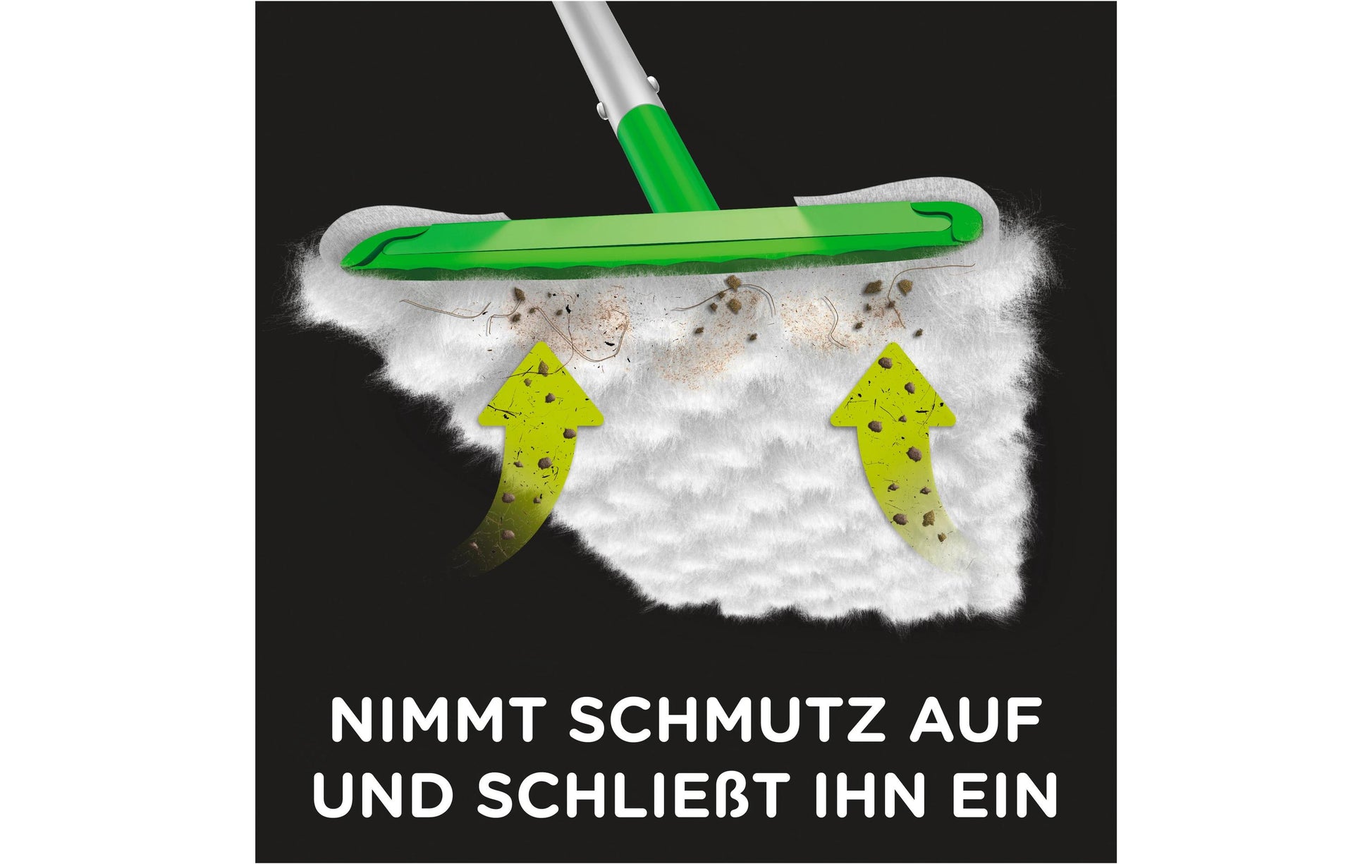 Swiffer Flachwischer Starterset 3D – Mikrofaser – Grün – Bodenstab, 4 Trockentücher, 2 Nasswischtücher