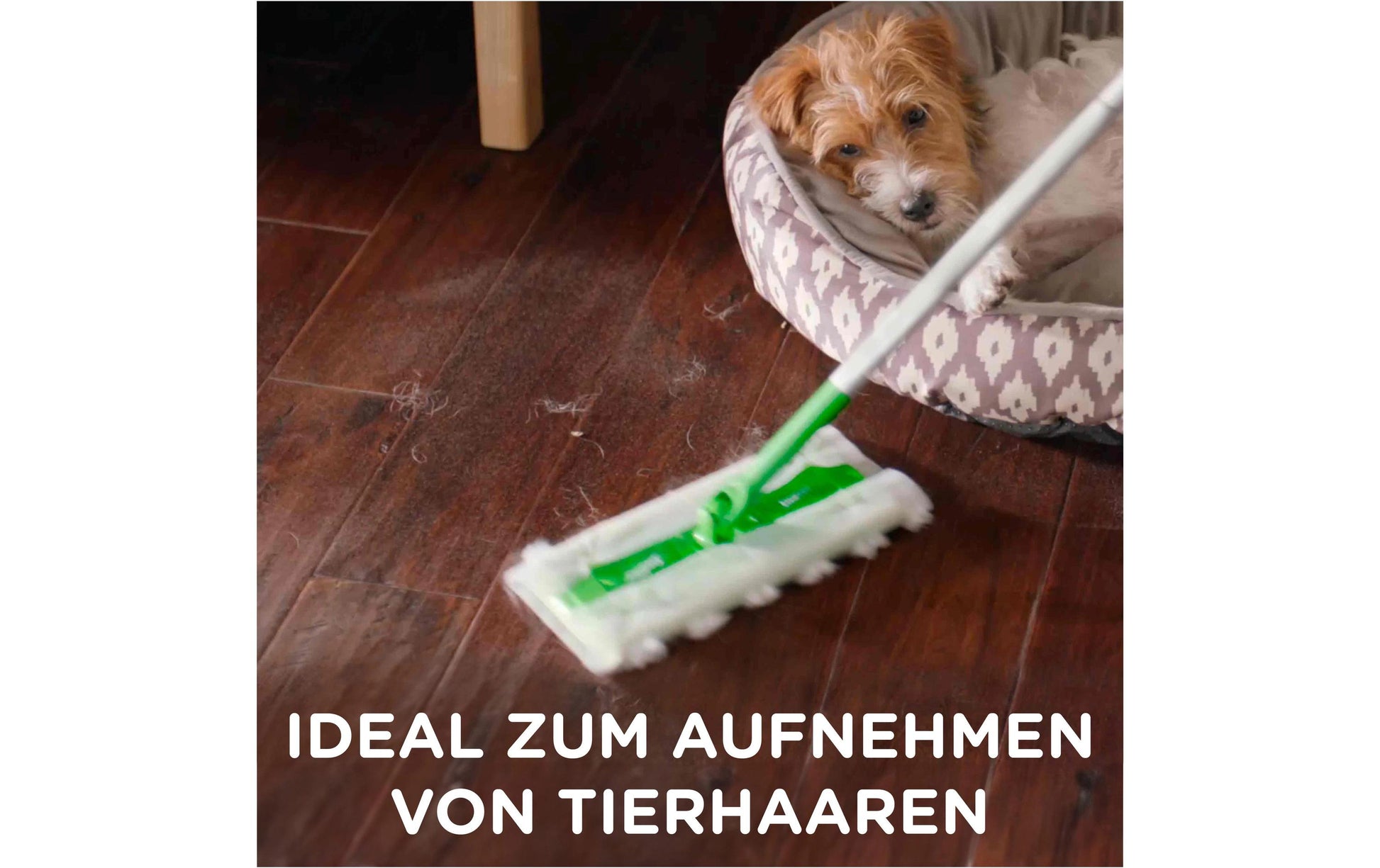 Swiffer Flachwischer Starterset 3D – Mikrofaser – Grün – Bodenstab, 4 Trockentücher, 2 Nasswischtücher