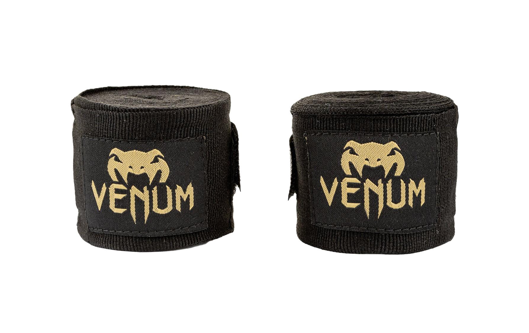 Venum Elastische Boxbandagen Kontact – 4,57 m, 2 Stück – Schwarz/Gold, Baumwolle