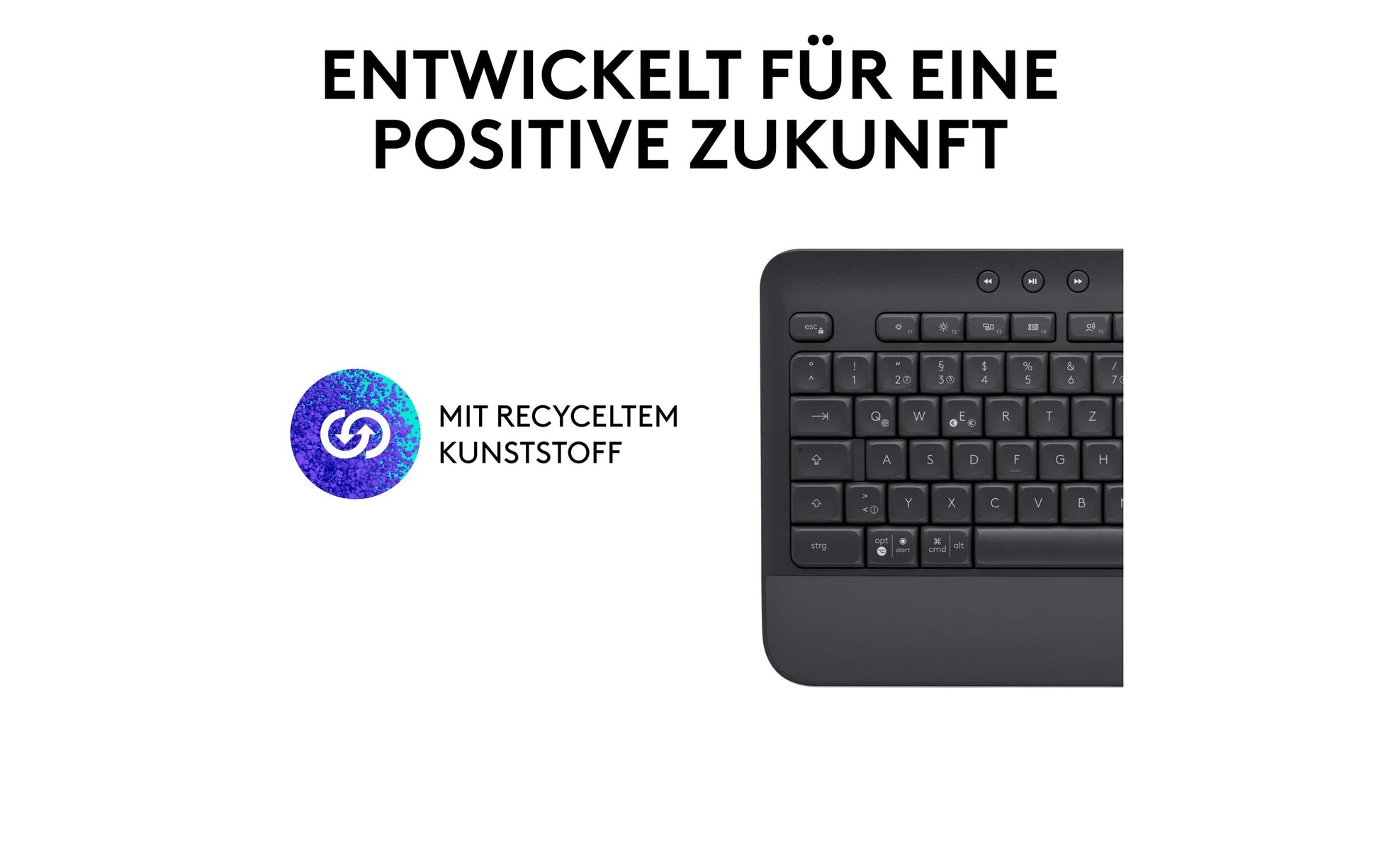 Logitech K650 – Tastatur, kabellos (Bluetooth/2,4 GHz), mit Handballenauflage – für Windows, macOS & Android