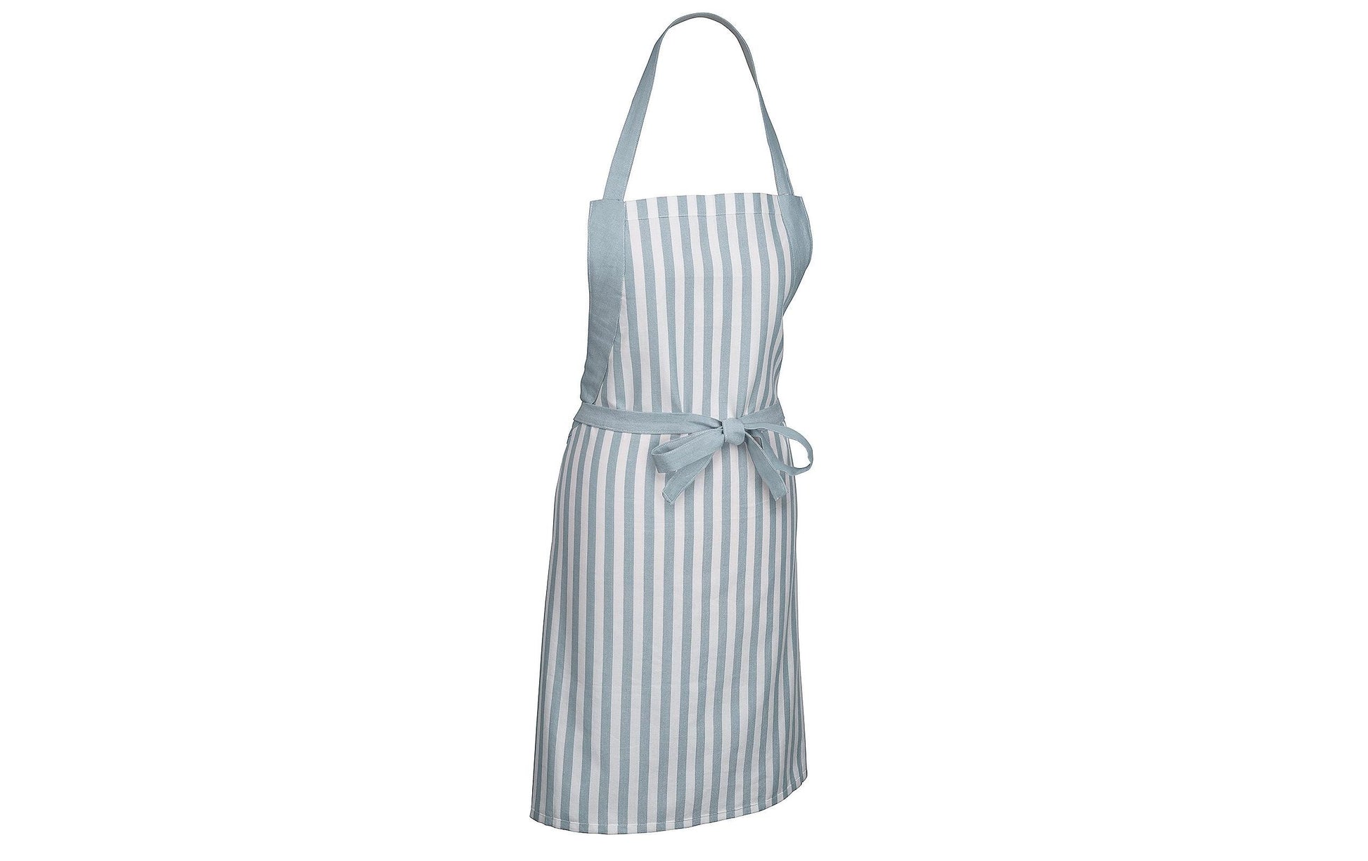 Kela Kochschürze CAJA – S/M – Bambus/Baumwolle, 67×80 cm, Hellblau/Weiss, maschinenwaschbar 40 °C