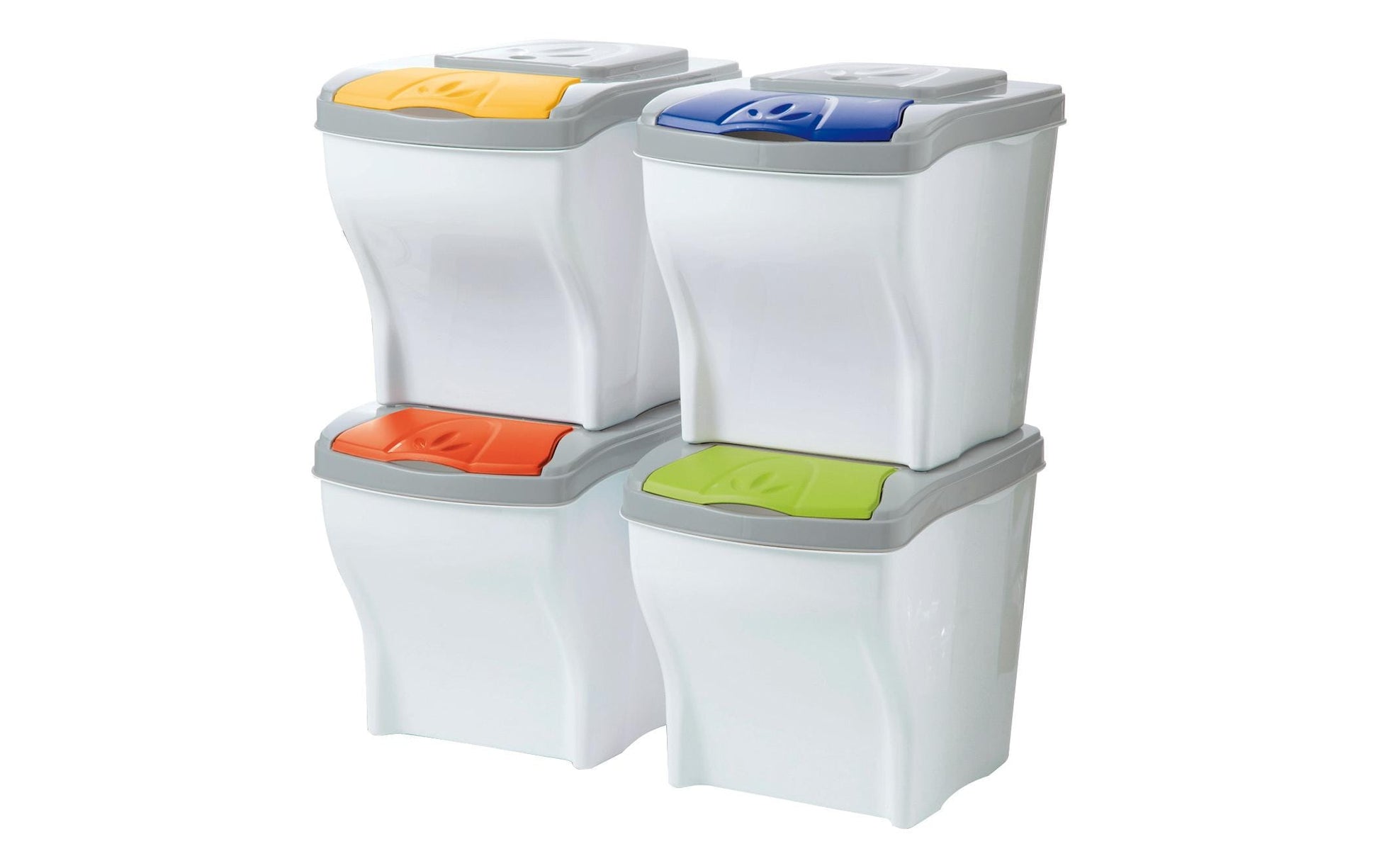 Edi Baur – Systempapierkorb – 20 + 20 + 20 + 20 l, Kunststoff, mehrfarbig – B × H × T 280 × 400 × 300 mm