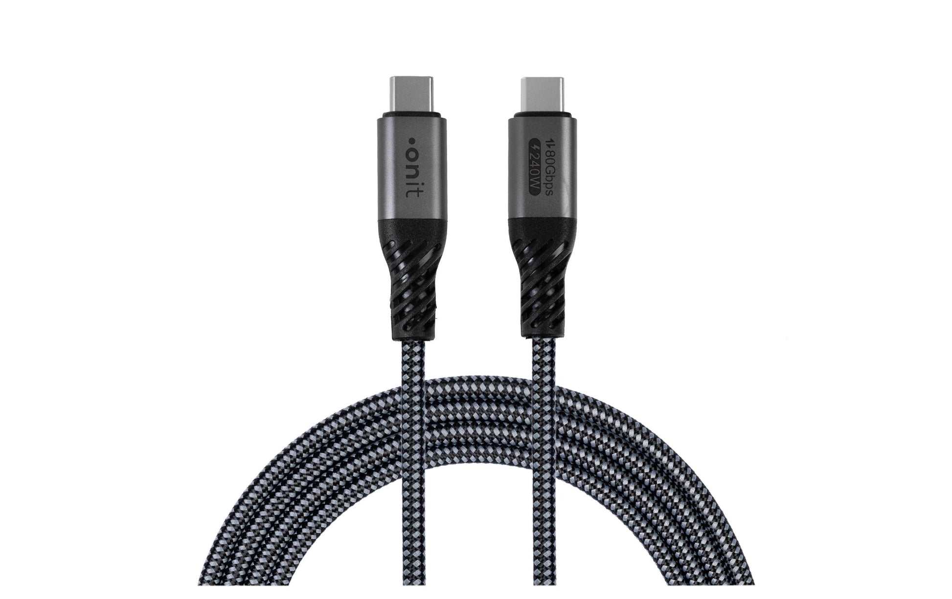 ONIT USB-C auf USB-C Kabel – USB4 80 Gbit/s – 1 m – PD 240 W – Textilmantel – Schwarz