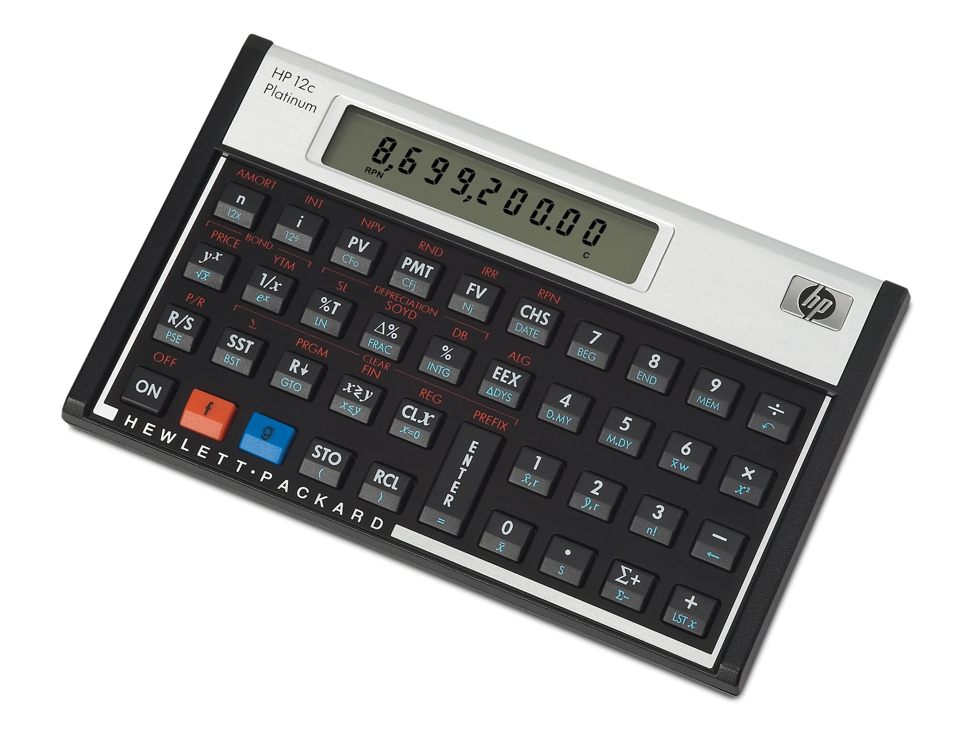 HP Taschenrechner 12C Platinum – 10-stellig, LCD, Batterie, Schwarz, 129×80×15 mm