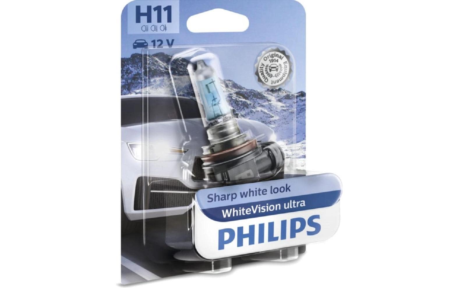 Philips Leuchtmittel H11 WhiteVision ultra – Halogen, kaltweiss