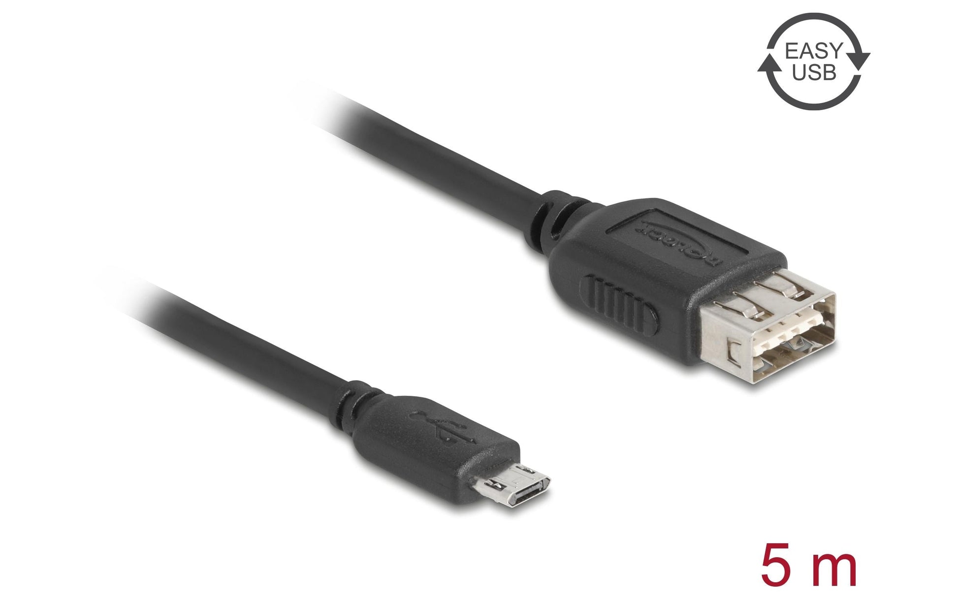 DeLOCK USB-A auf Micro-USB-B Kabel – USB 2.0 (480 Mbit/s) – 5 m – Schwarz