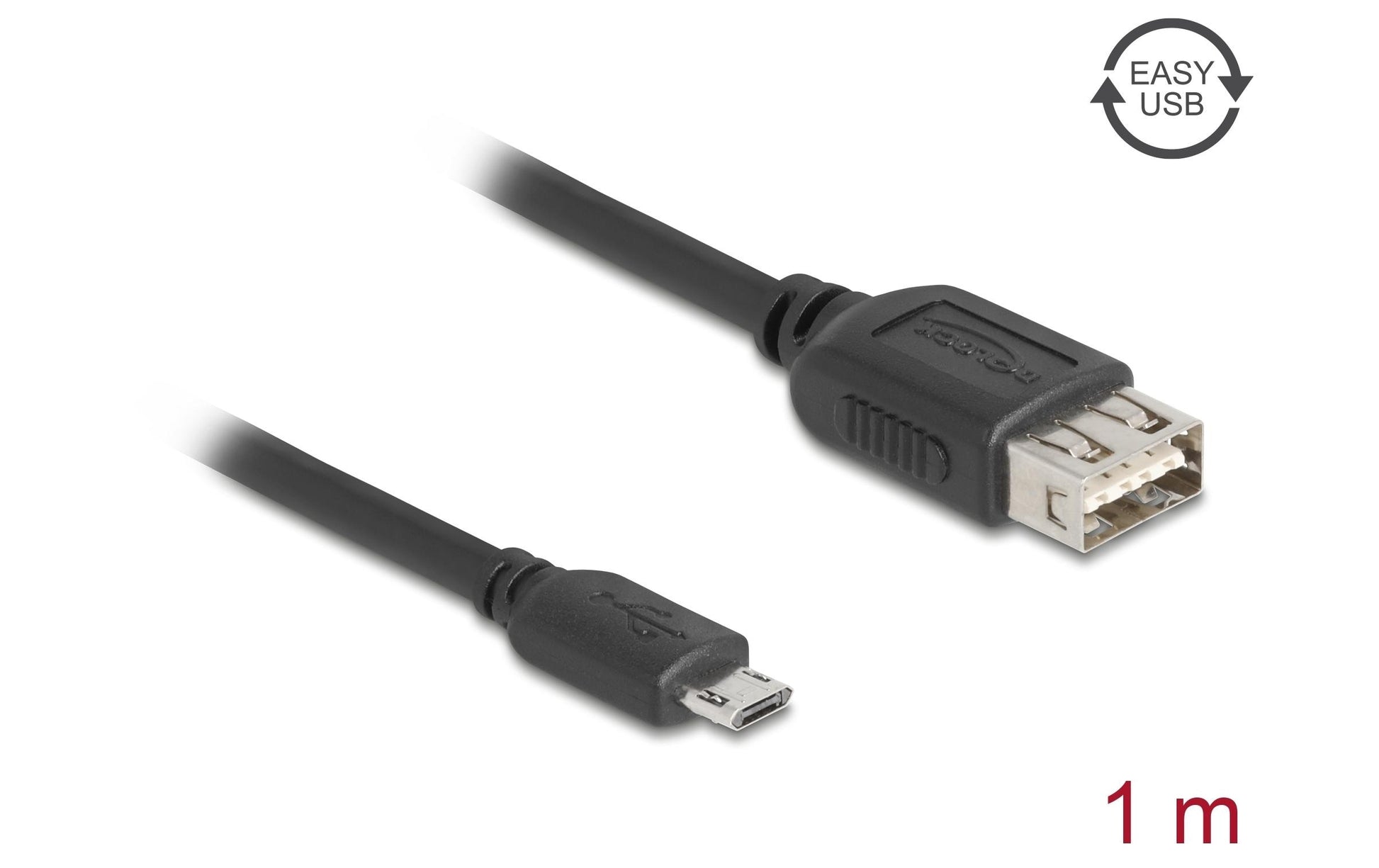 DeLOCK USB-A auf Micro-USB-B Kabel – USB 2.0 (480 Mbit/s) – 1 m – Goldkontakte, beidseitig einsteckbar