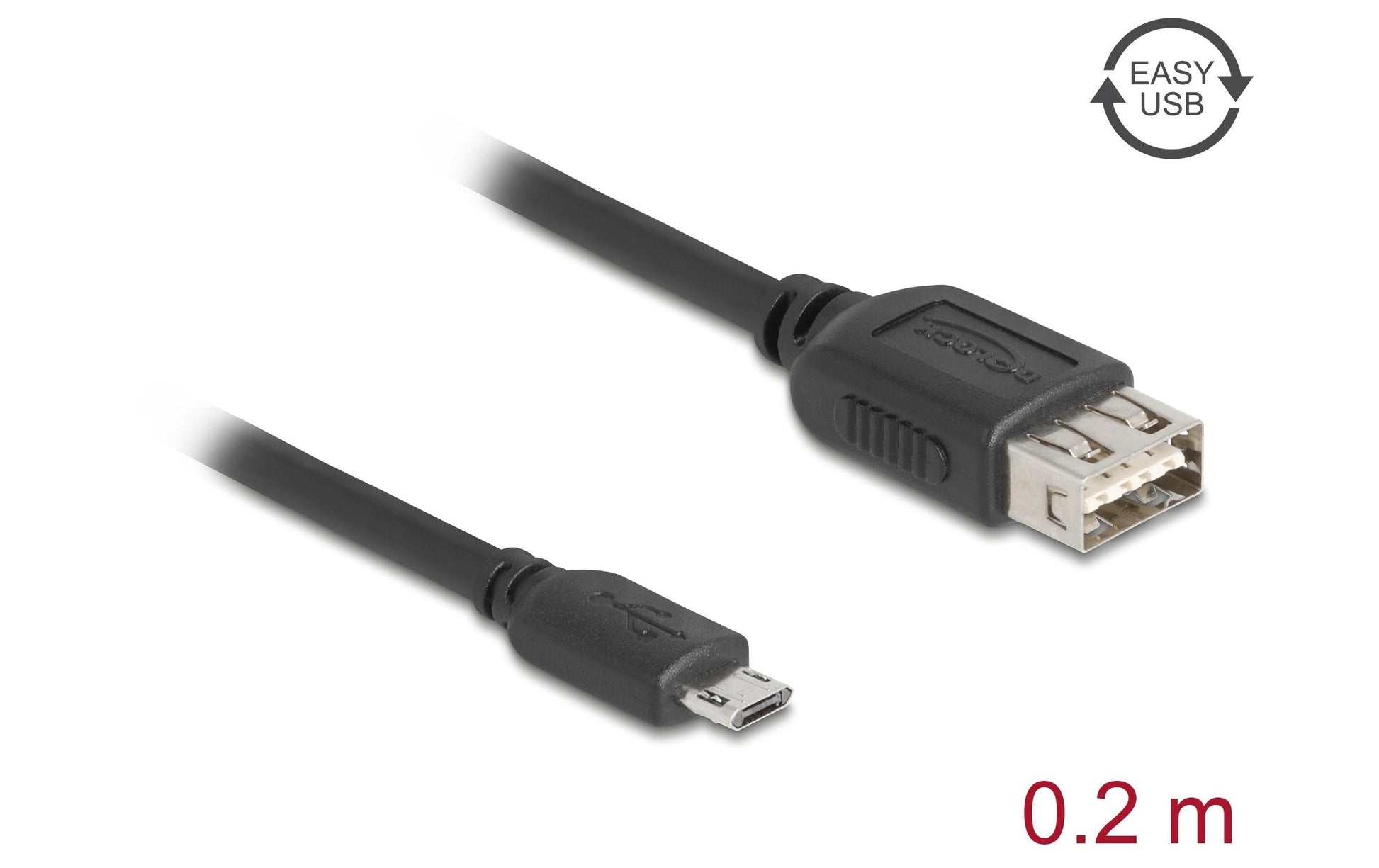 DeLOCK USB-A auf Micro-USB-B Kabel – USB 2.0 (480 Mbit/s) – 0,2 m – Vergoldete Kontakte – Schwarz