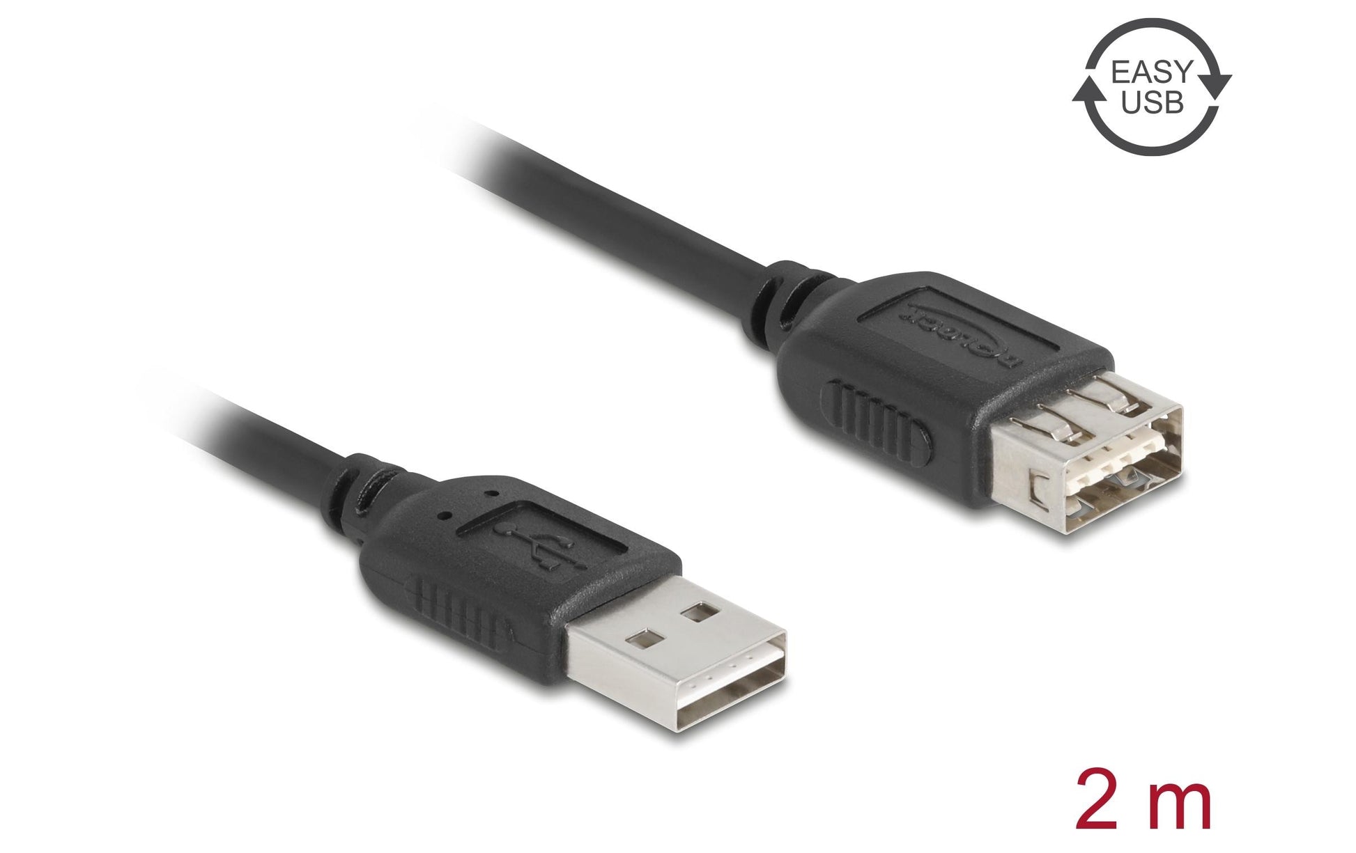 DeLOCK USB-A Verlängerungskabel (Stecker auf Buchse) – USB 2.0 (480 Mbit/s) – 2 m