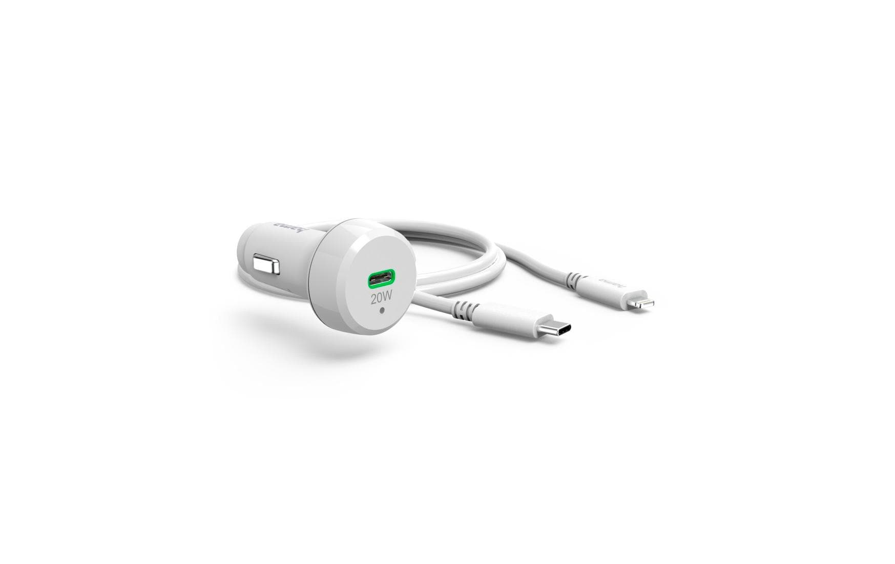 Hama Auto-Ladegerät Lightning – 20 W, 1× USB-C, PD, mit Kabel – für Smartphones, Tablets
