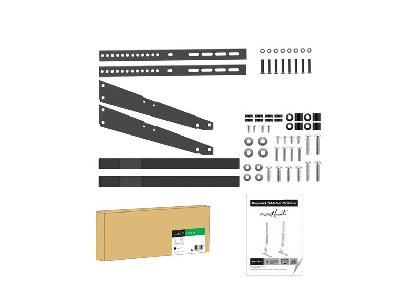 PureMounts Tischständer – 32–65" – VESA 200×200–600×400 – bis 35 kg, Höhenverstellbar – PM-TVS-02, Schwarz